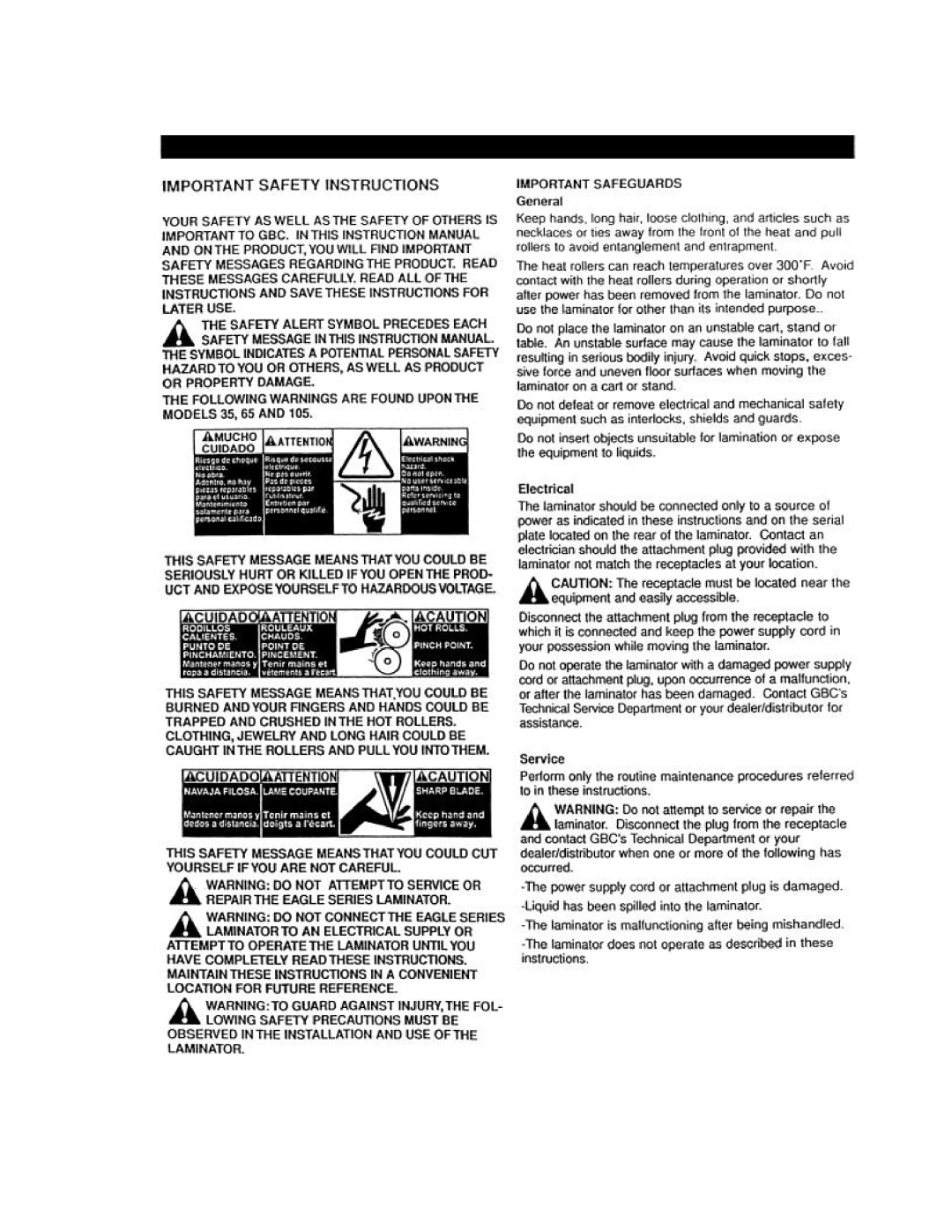 Eagle Electronics 35, 105 manual 