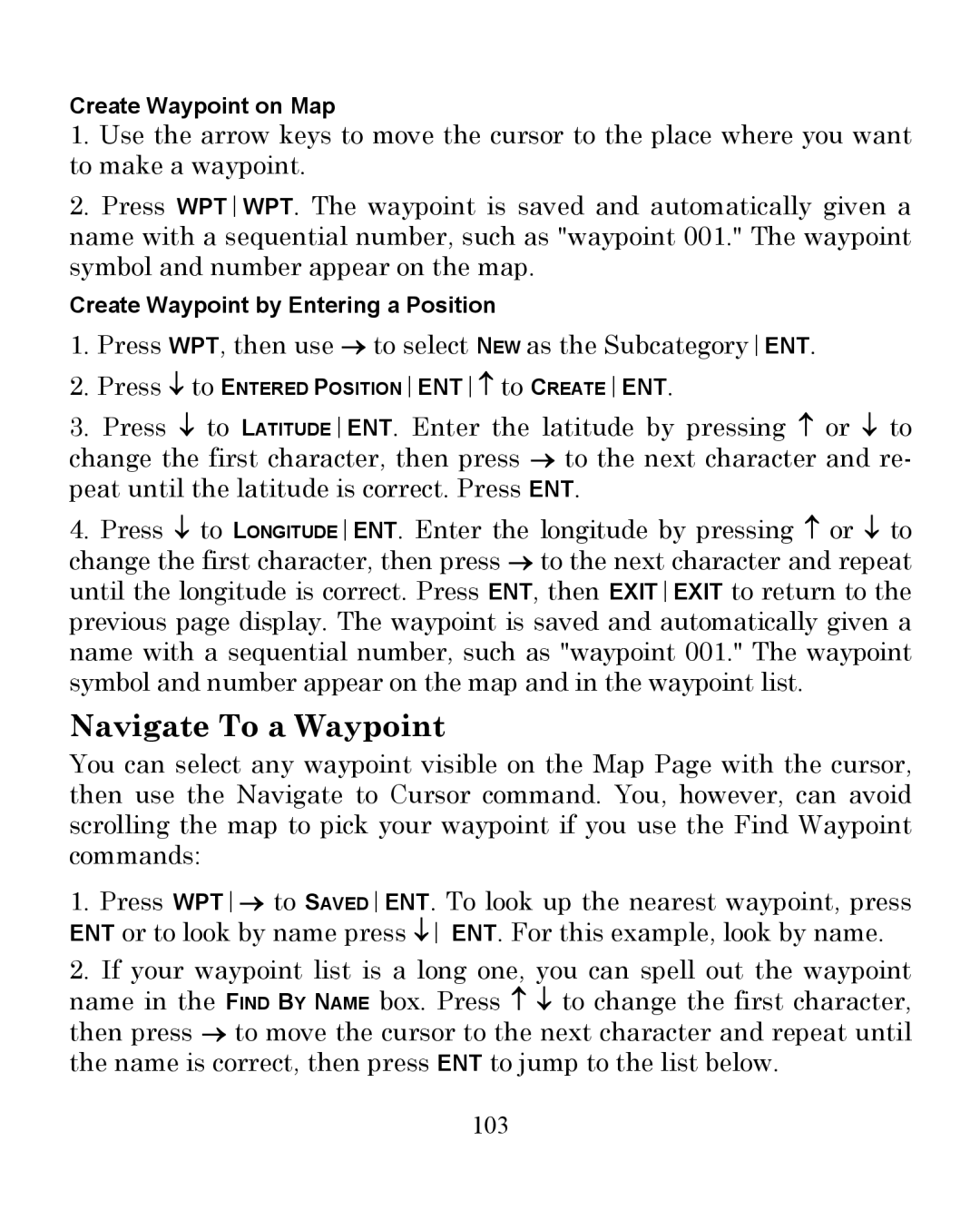 Eagle Electronics 350 S/MAP manual Navigate To a Waypoint, 103 