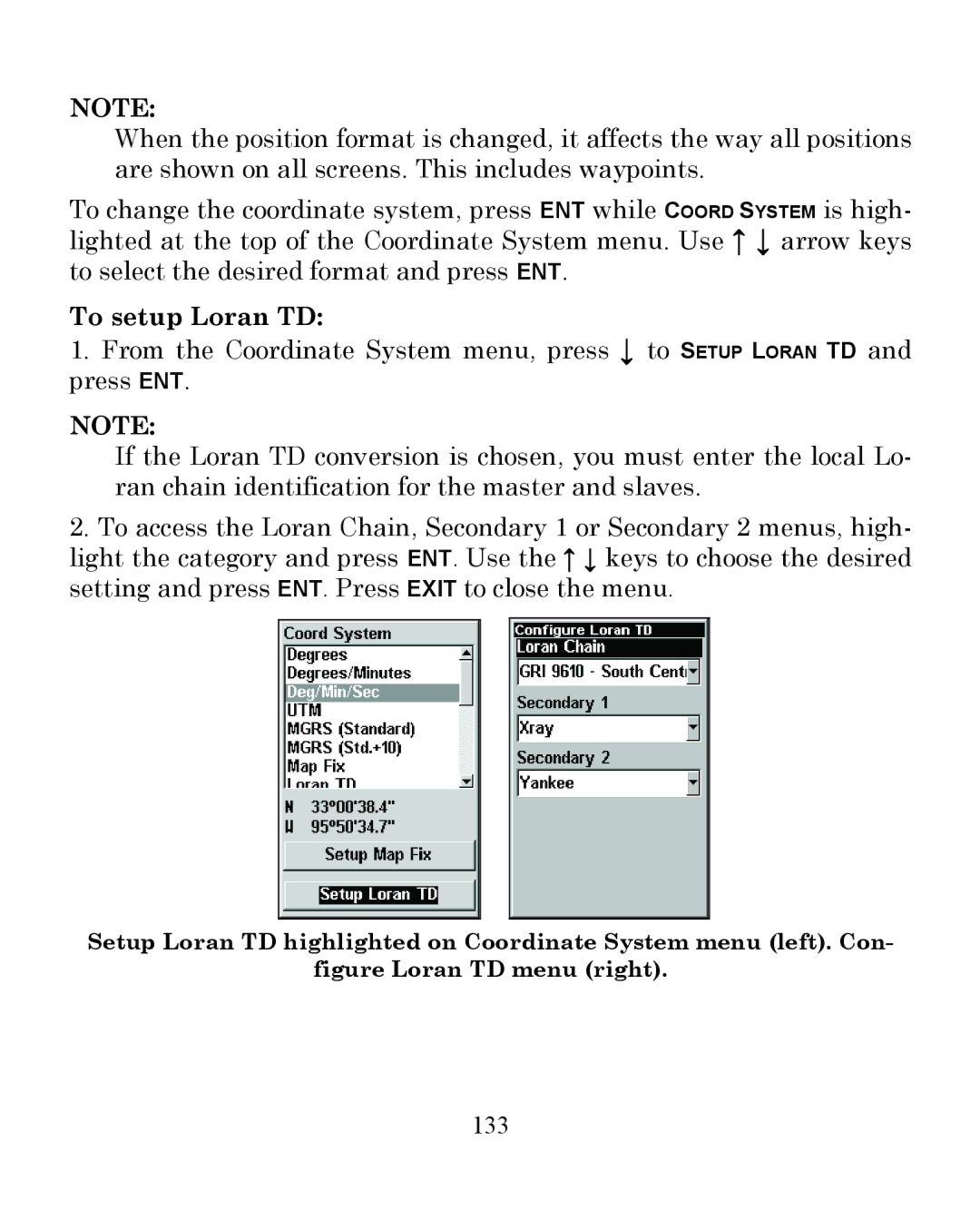 Eagle Electronics 350 S/MAP manual To setup Loran TD, 133 