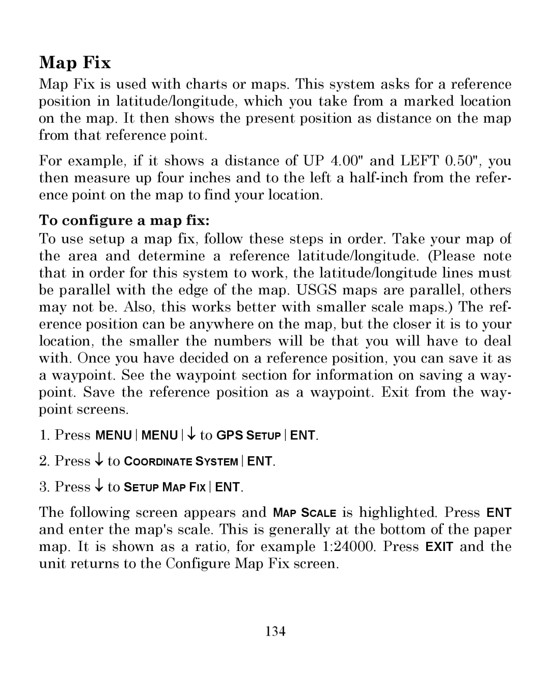 Eagle Electronics 350 S/MAP manual Map Fix, To configure a map fix, 134 