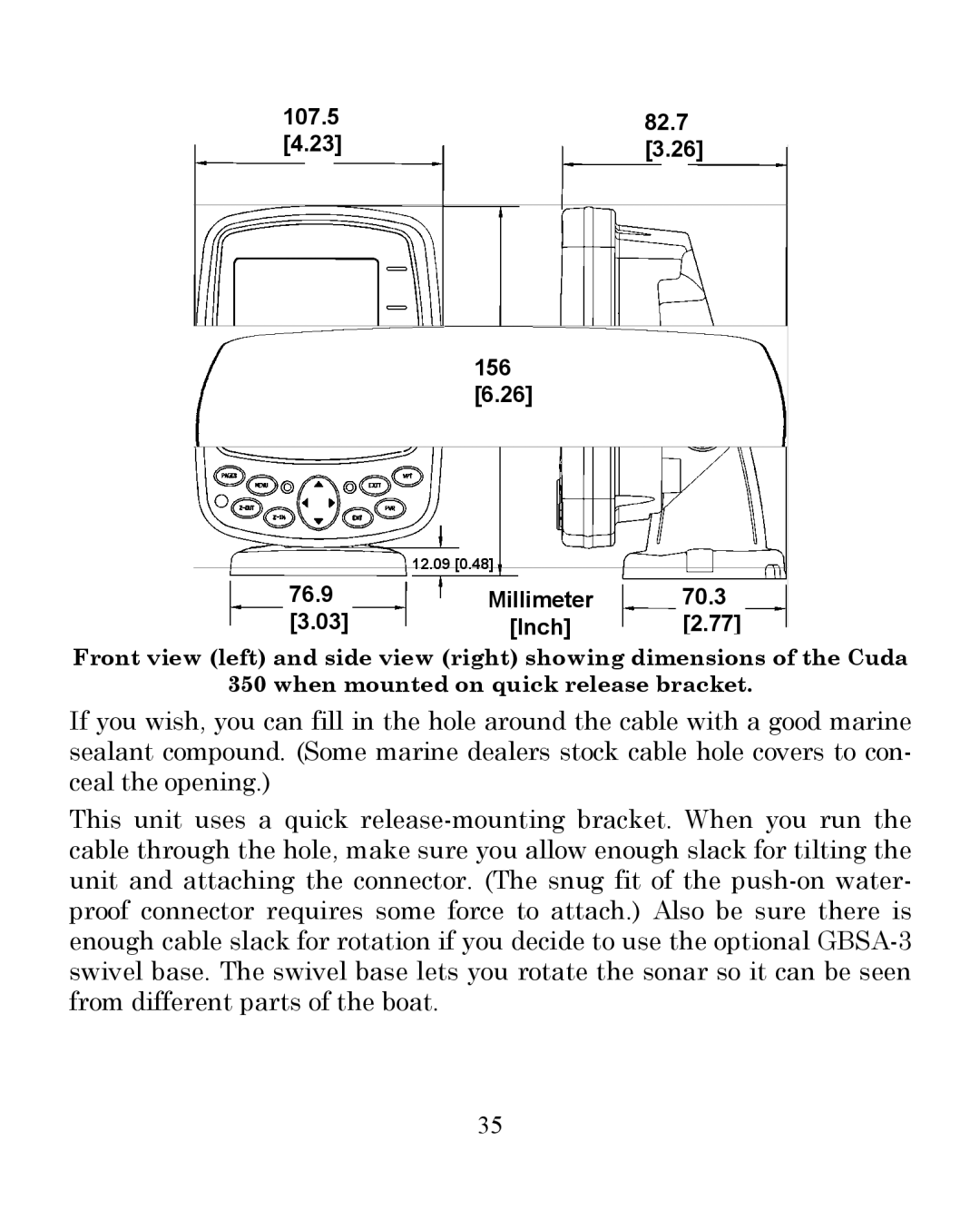 Eagle Electronics 350 S/MAP manual 107.5 82.7 156 