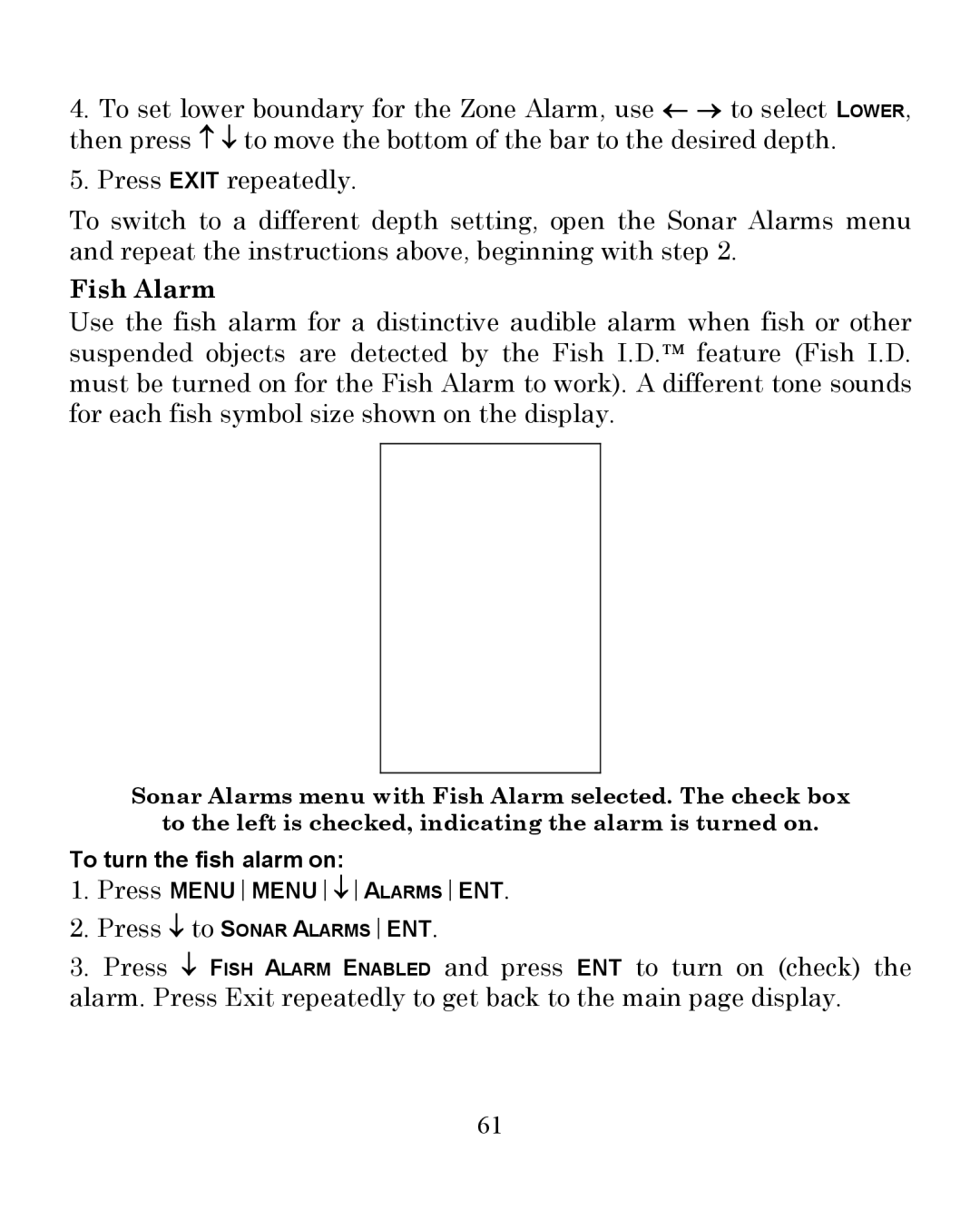 Eagle Electronics 350 S/MAP manual Fish Alarm 