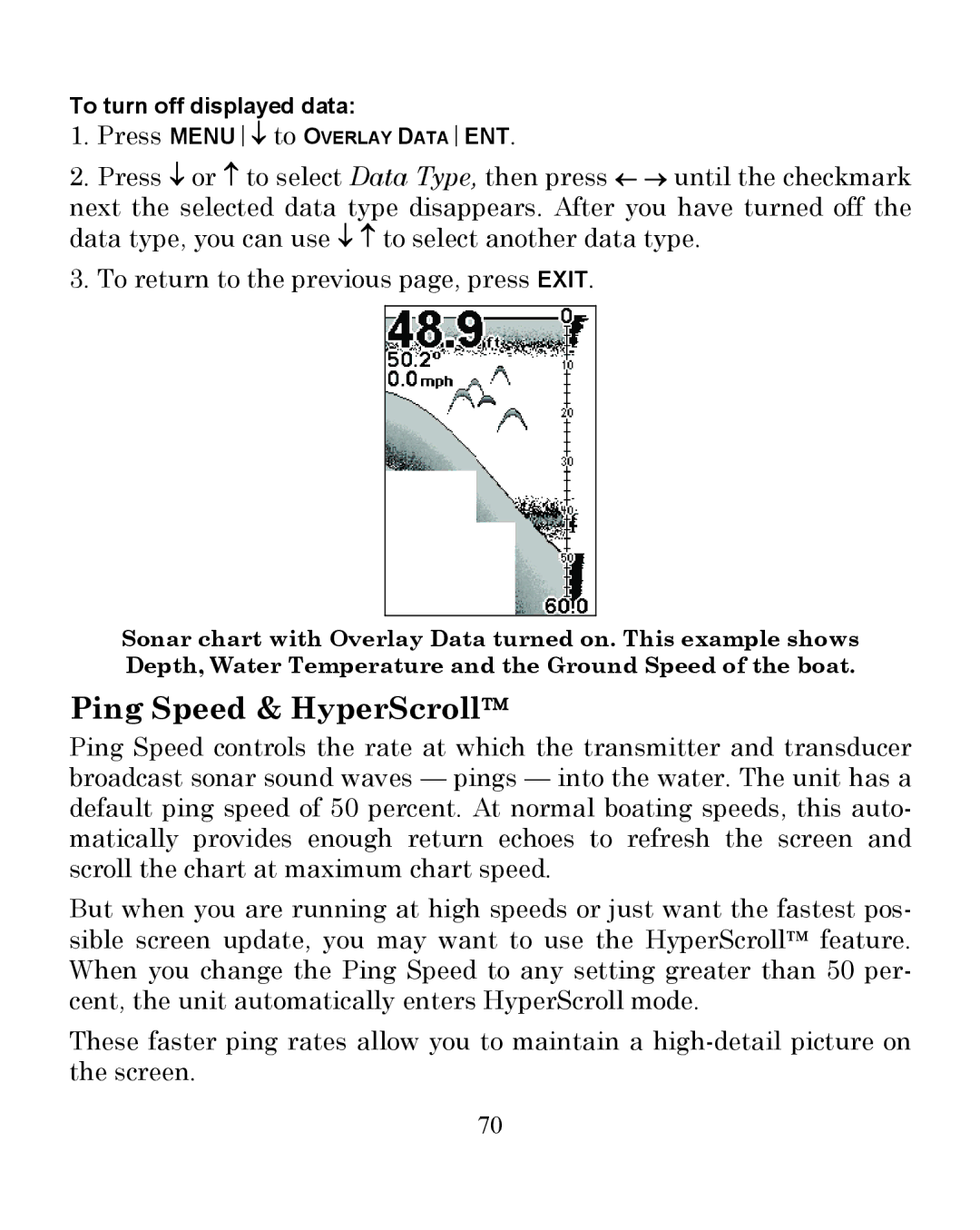 Eagle Electronics 350 S/MAP manual Ping Speed & HyperScroll 