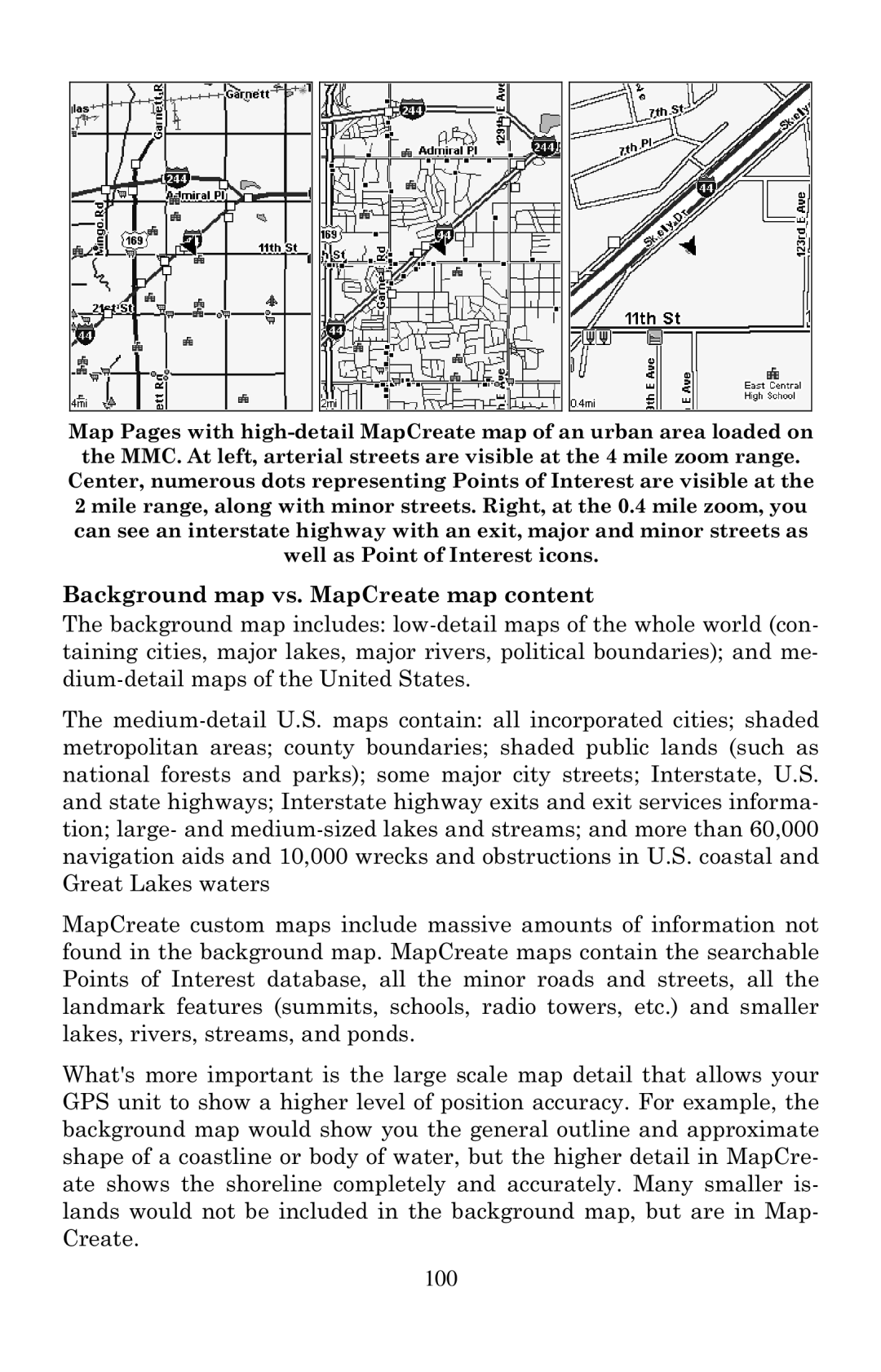 Eagle Electronics 500C, 500CDF manual Background map vs. MapCreate map content 