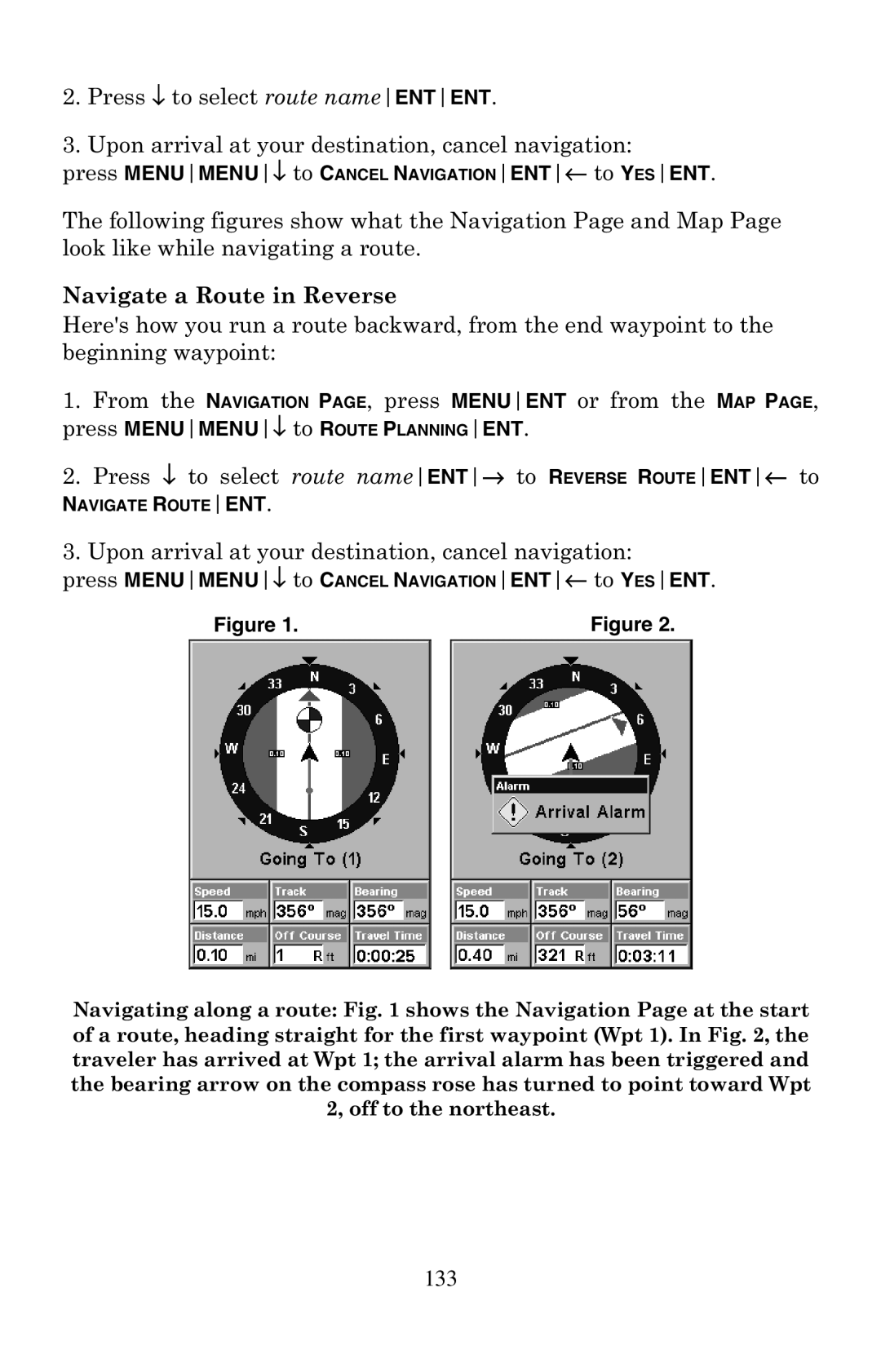 Eagle Electronics 500C, 500CDF manual Navigate a Route in Reverse 