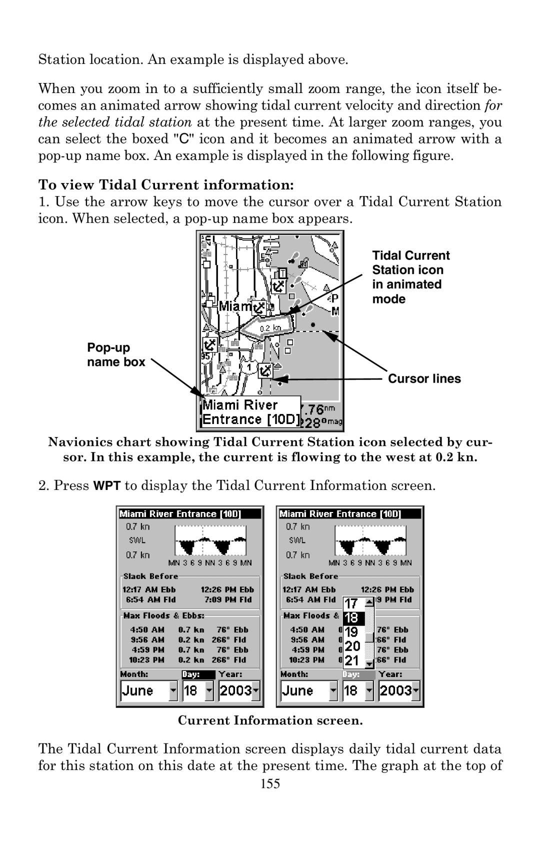 Eagle Electronics 500C, 500CDF manual To view Tidal Current information 