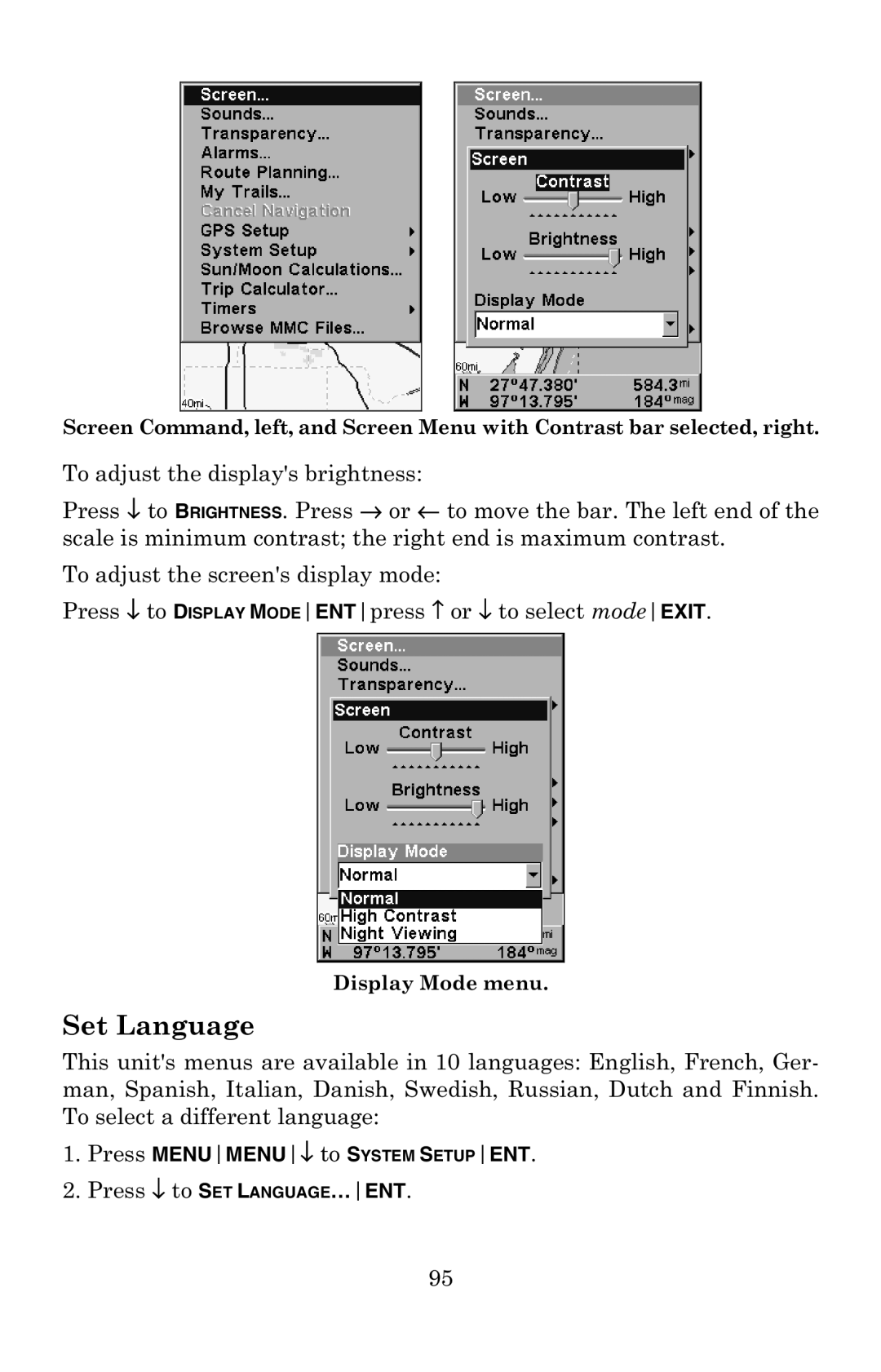 Eagle Electronics 500C manual Set Language 