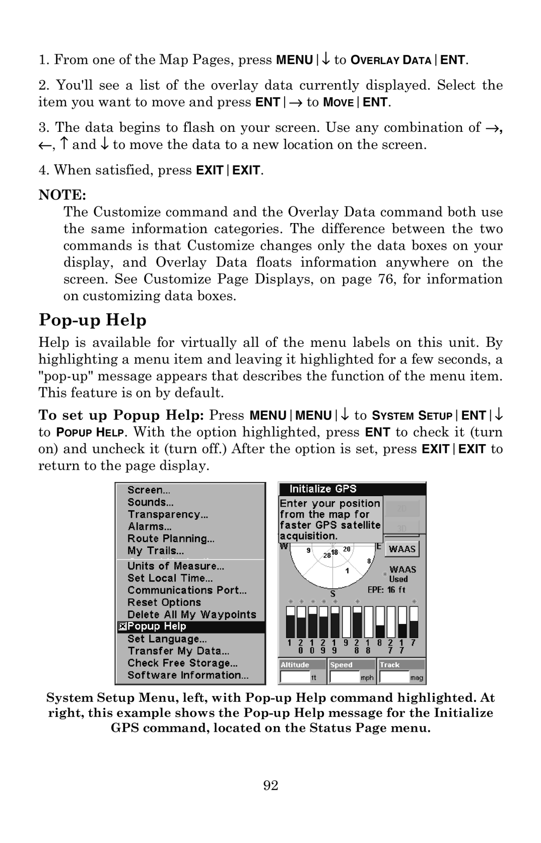 Eagle Electronics 500C manual Pop-up Help 