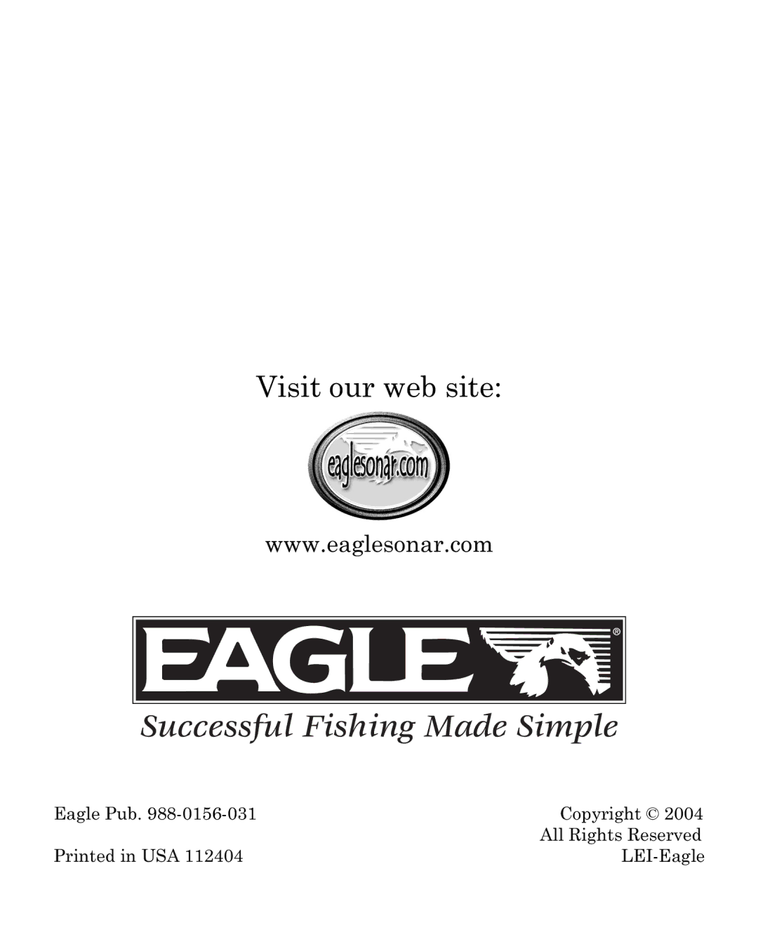 Eagle Electronics 500C manual Visit our web site 