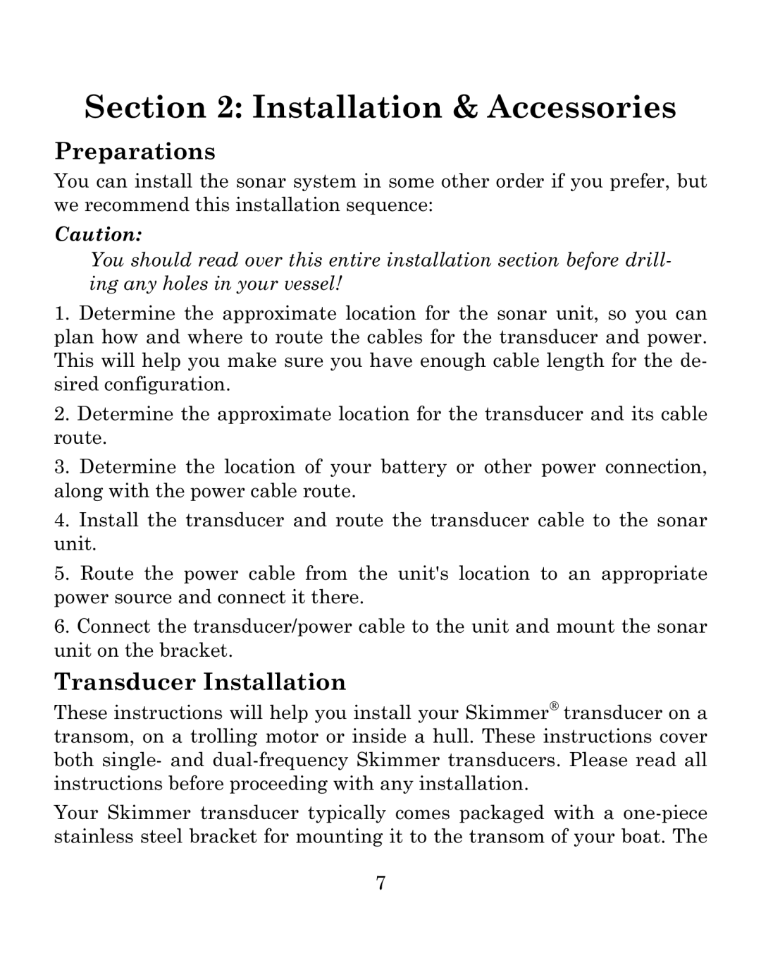 Eagle Electronics 500C manual Preparations, Transducer Installation 