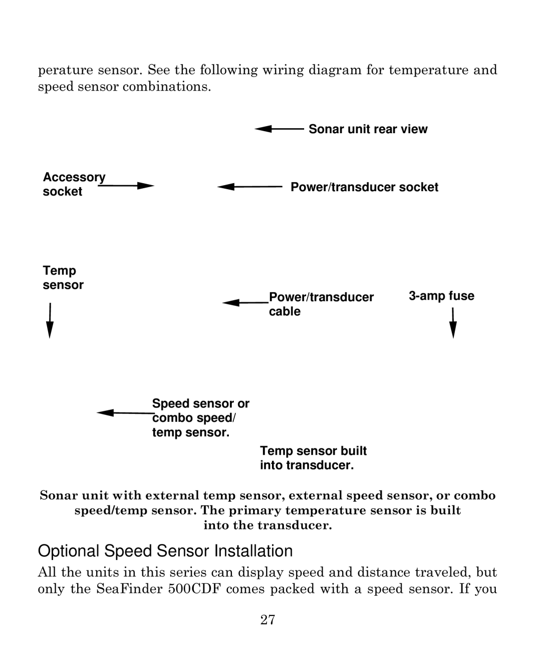 Eagle Electronics 500C manual Optional Speed Sensor Installation 