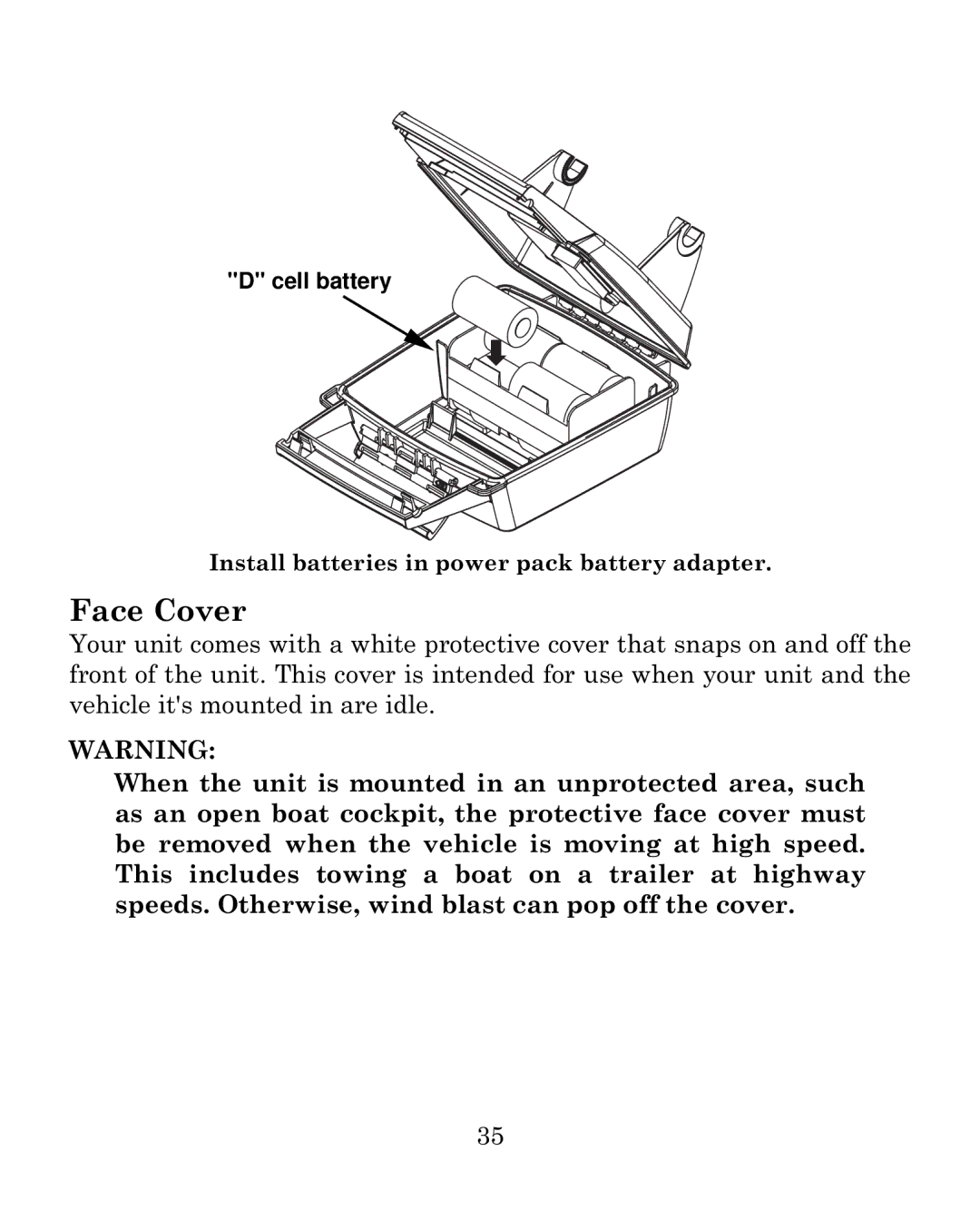 Eagle Electronics 500C manual Face Cover 