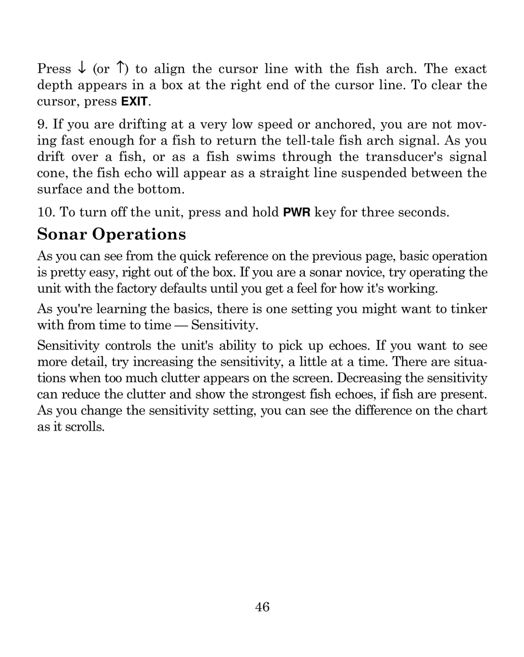 Eagle Electronics 500C manual Sonar Operations 