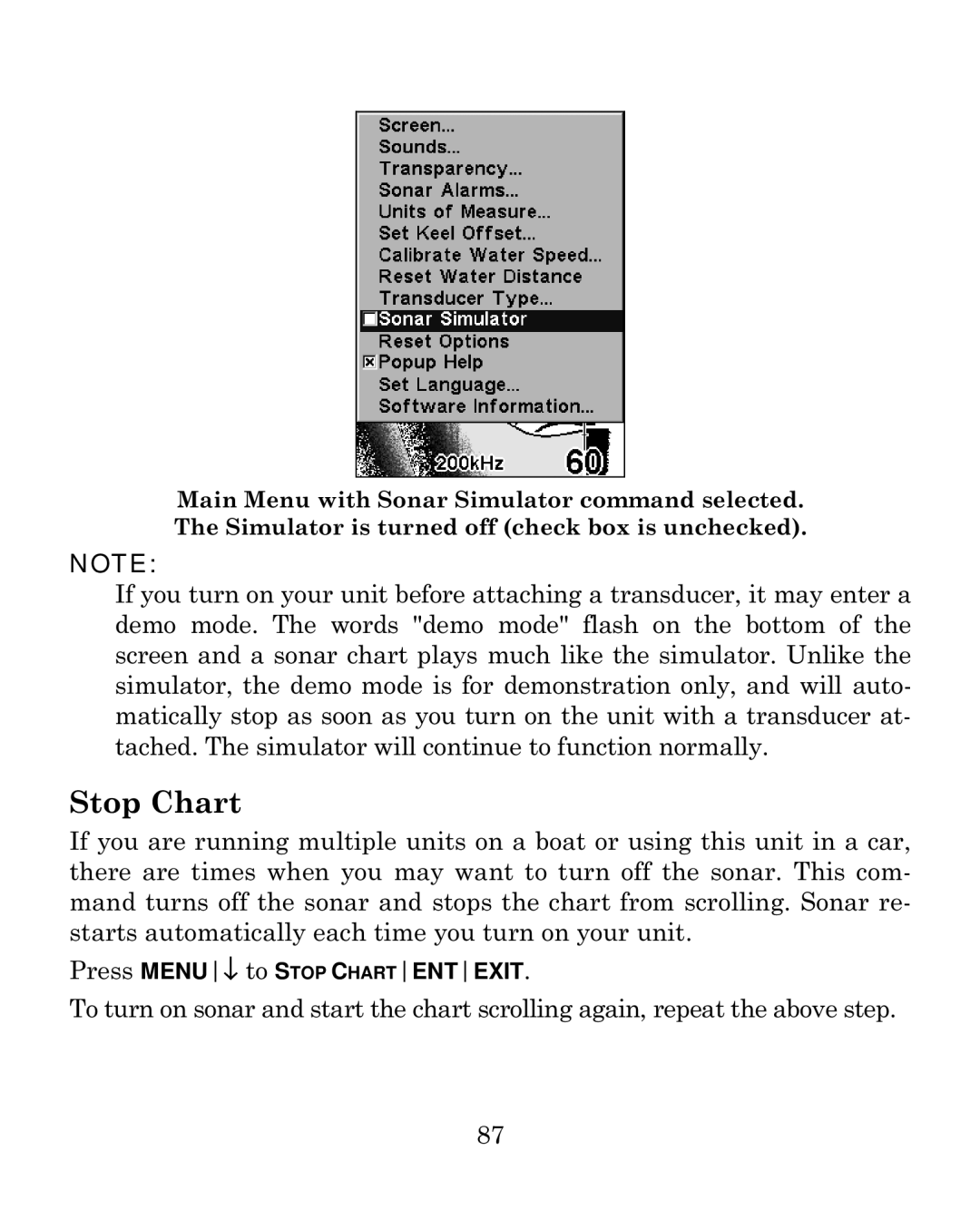 Eagle Electronics 500C manual Stop Chart 