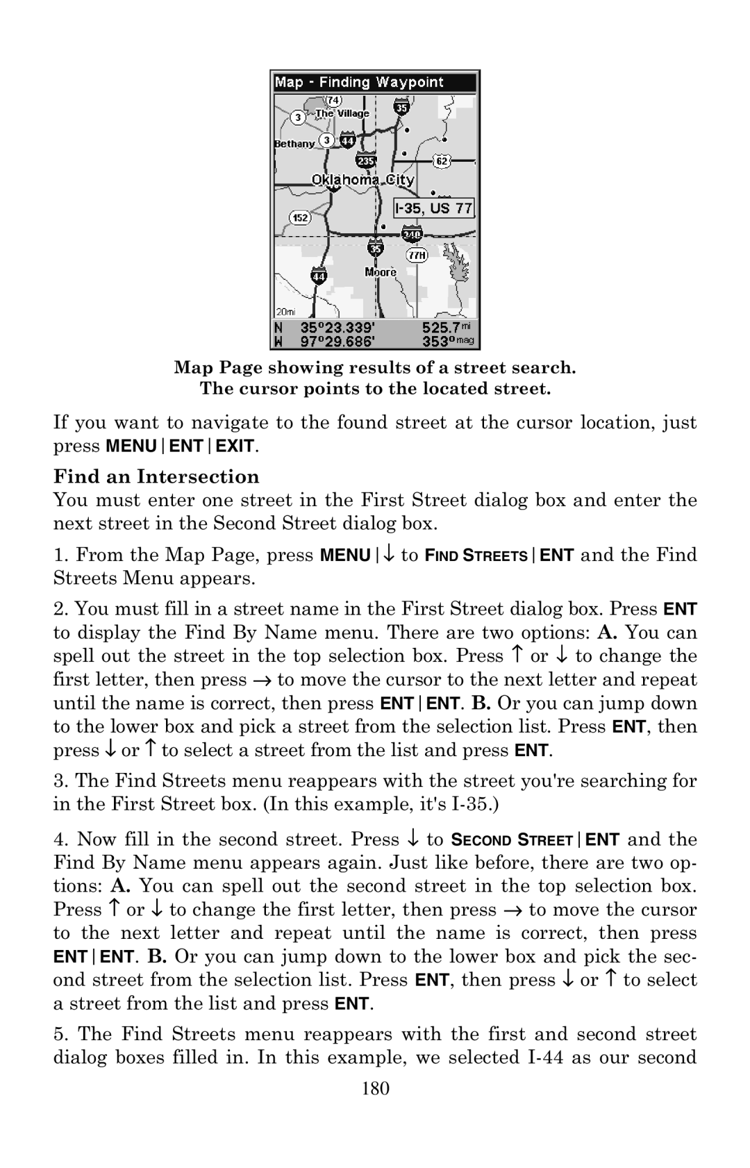 Eagle Electronics 500C manual Find an Intersection 