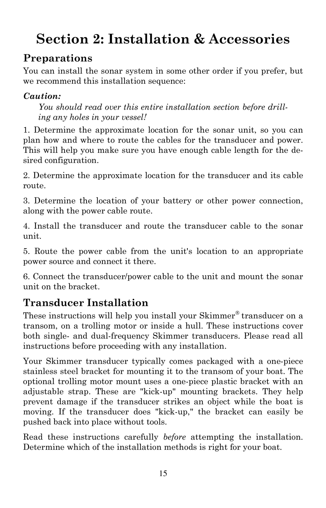 Eagle Electronics 500C manual Preparations, Transducer Installation 