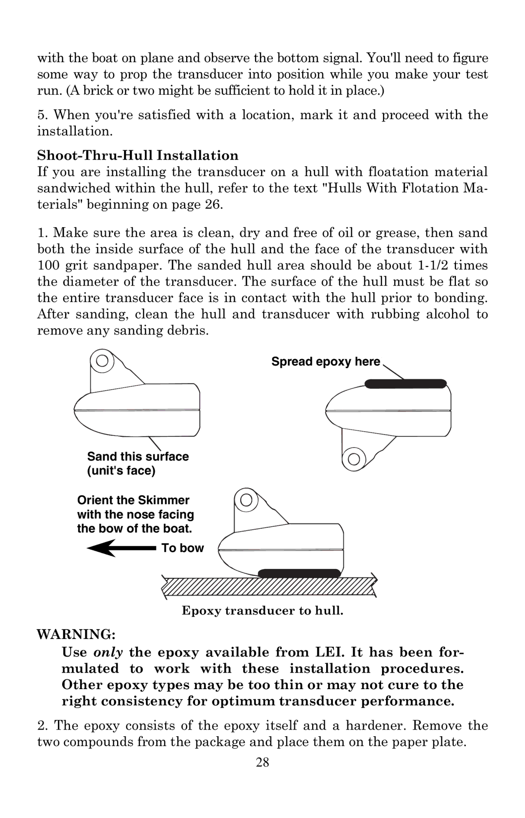 Eagle Electronics 500C manual Shoot-Thru-Hull Installation 