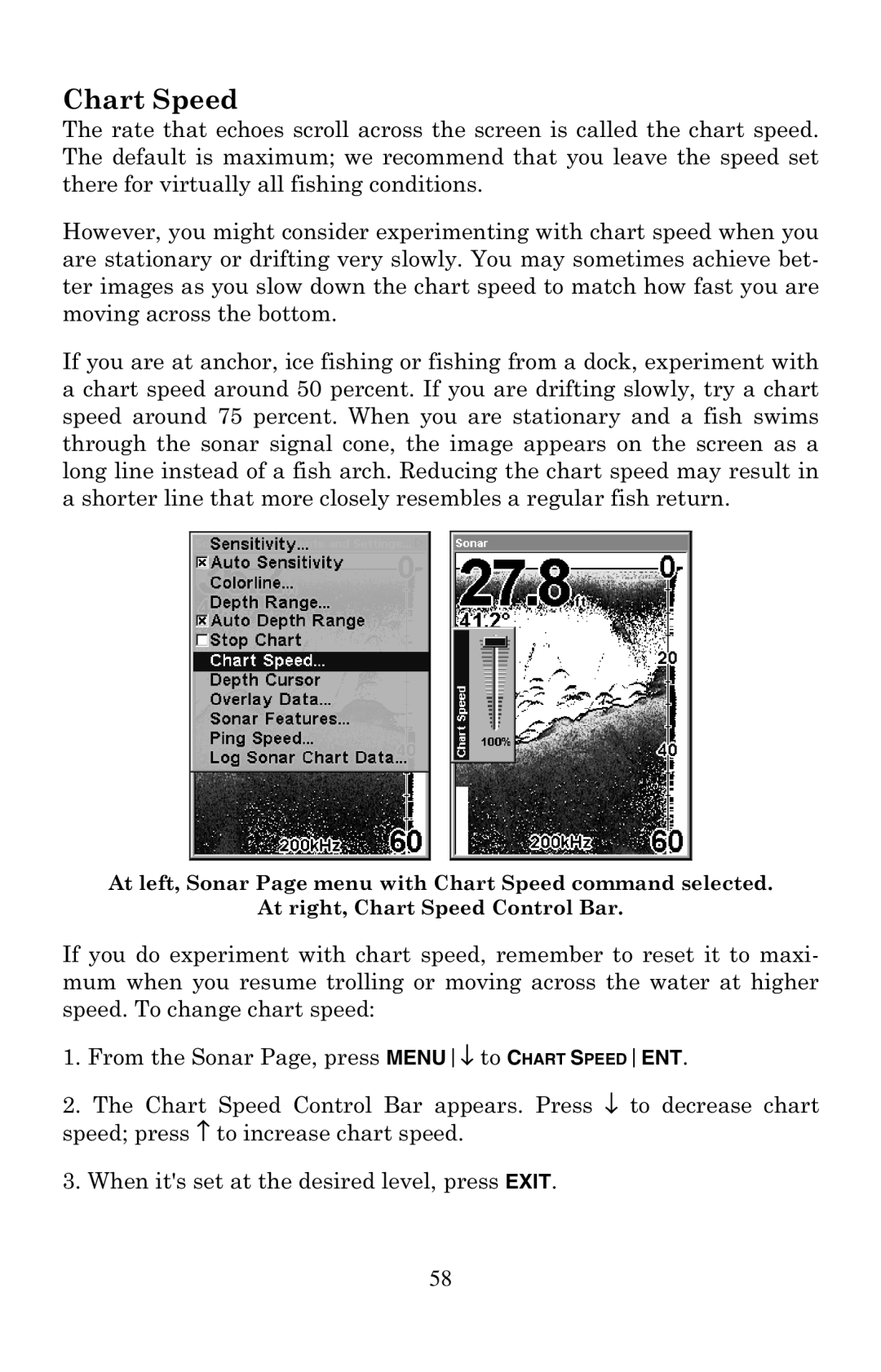 Eagle Electronics 500C manual Chart Speed 