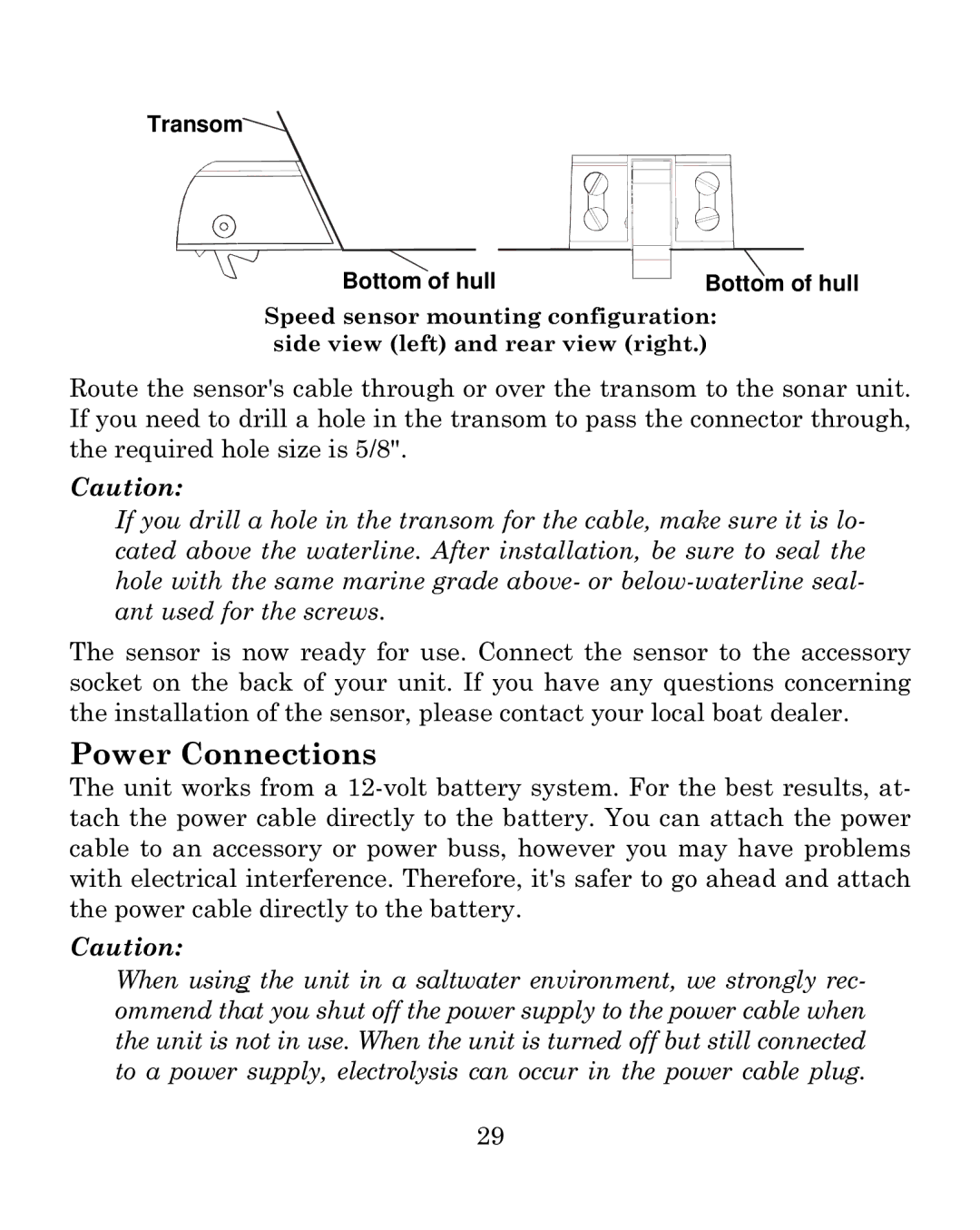 Eagle Electronics 500CDF manual Power Connections 