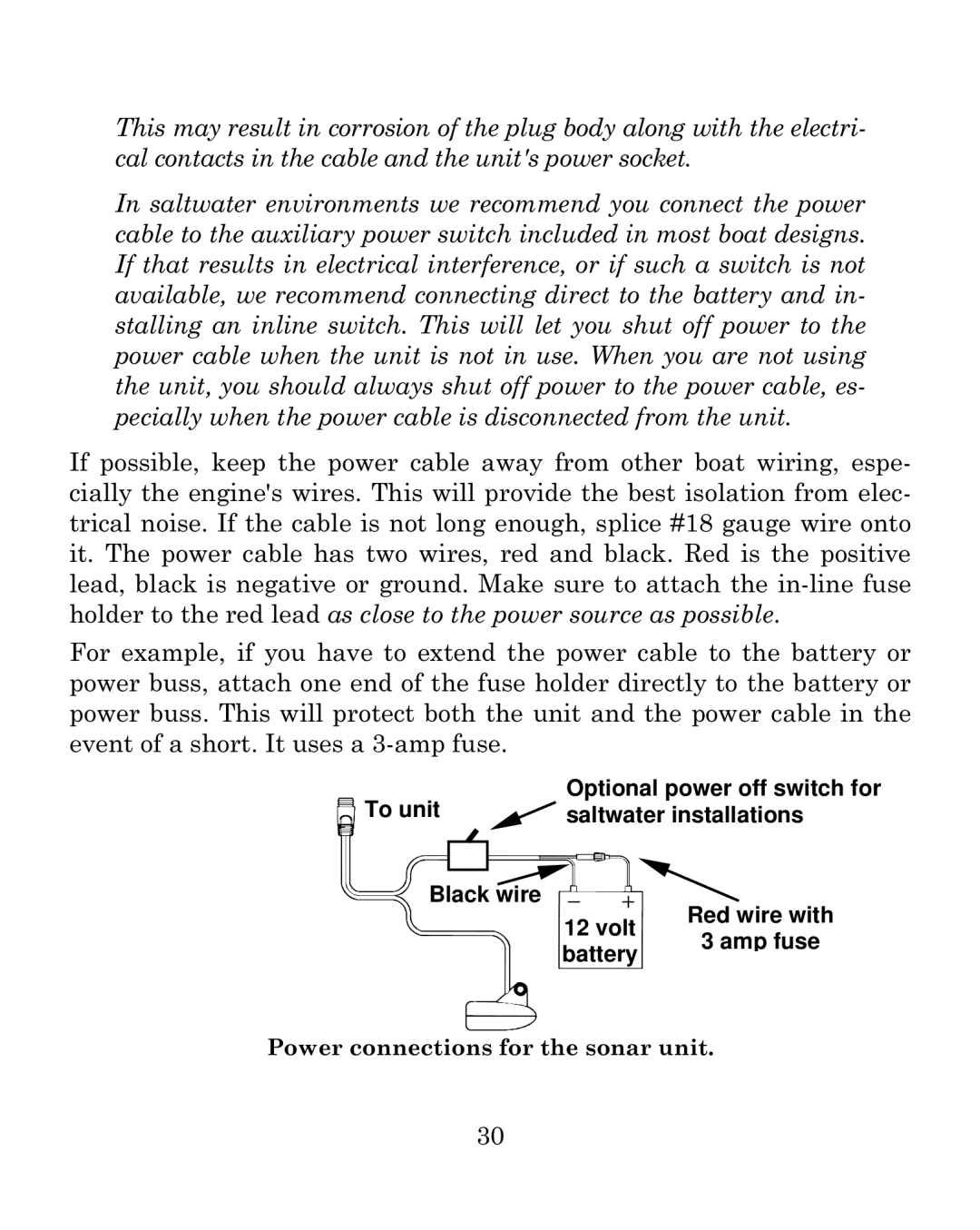 Eagle Electronics 500CDF manual Power connections for the sonar unit 