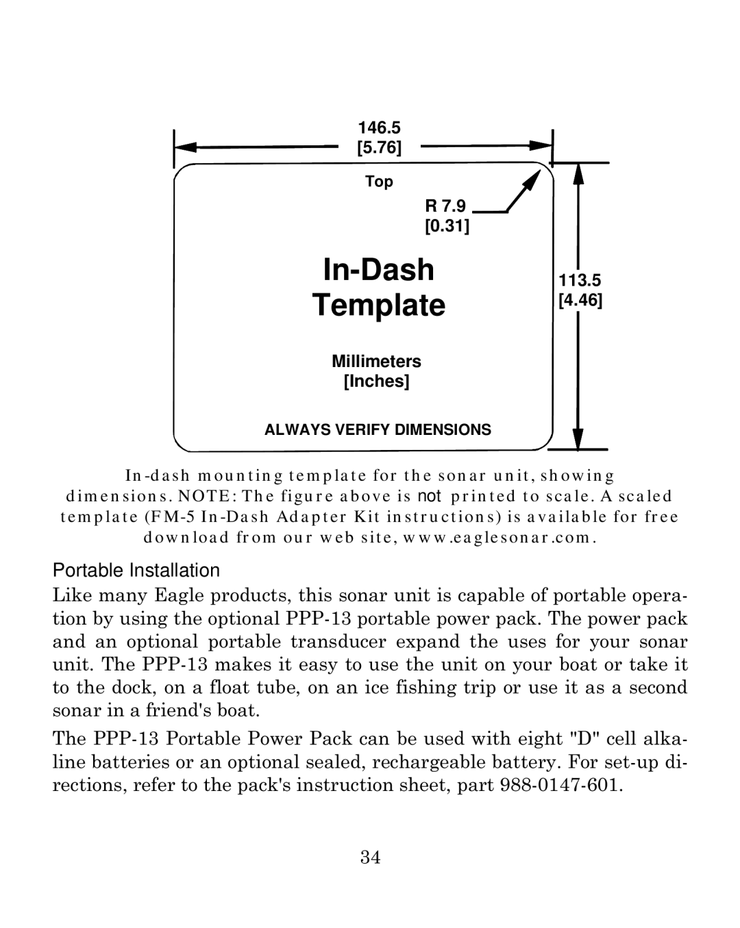 Eagle Electronics 500CDF manual In-Dash Template 