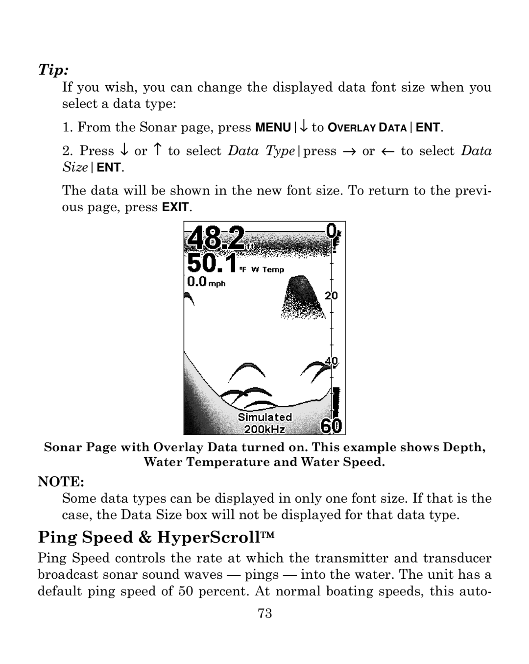 Eagle Electronics 500CDF manual Ping Speed & HyperScroll, Tip 