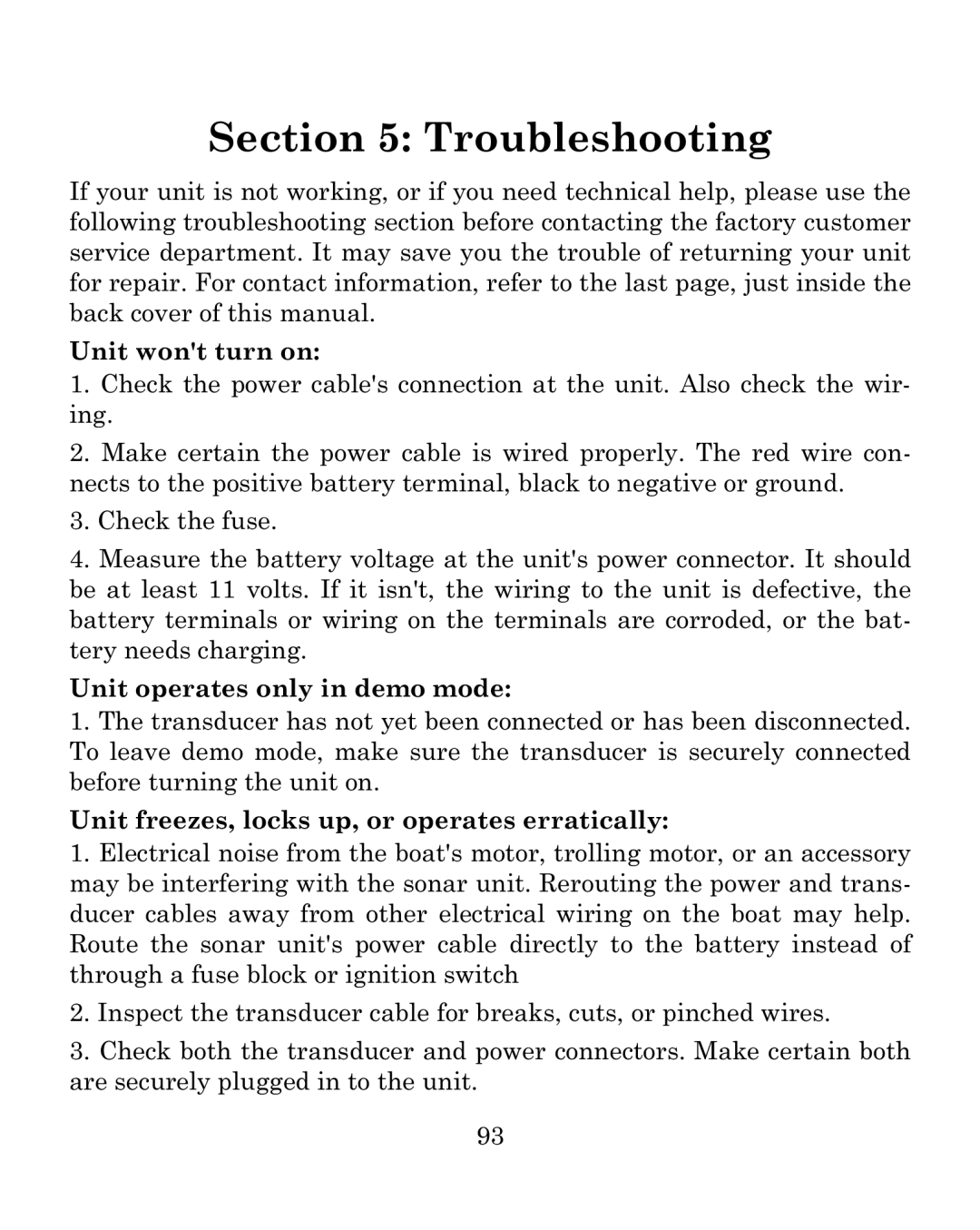 Eagle Electronics 500CDF manual Troubleshooting 