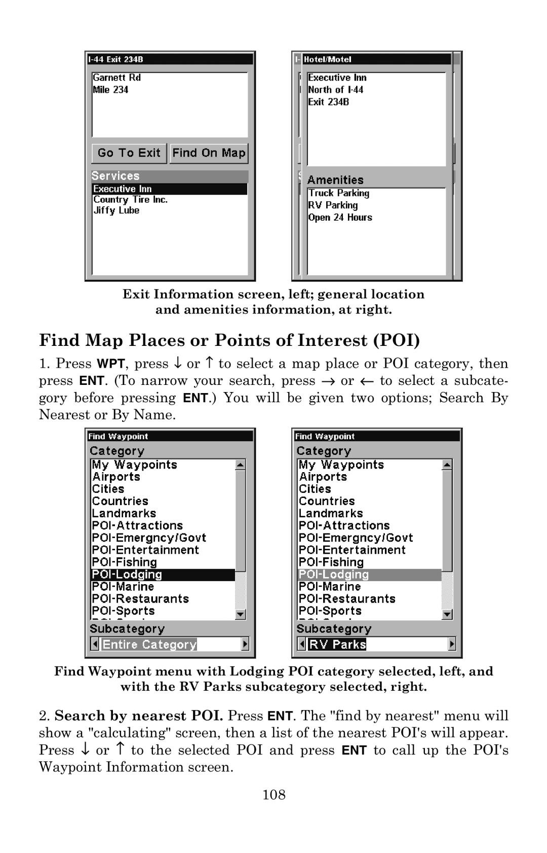 Eagle Electronics 502C manual Find Map Places or Points of Interest POI 