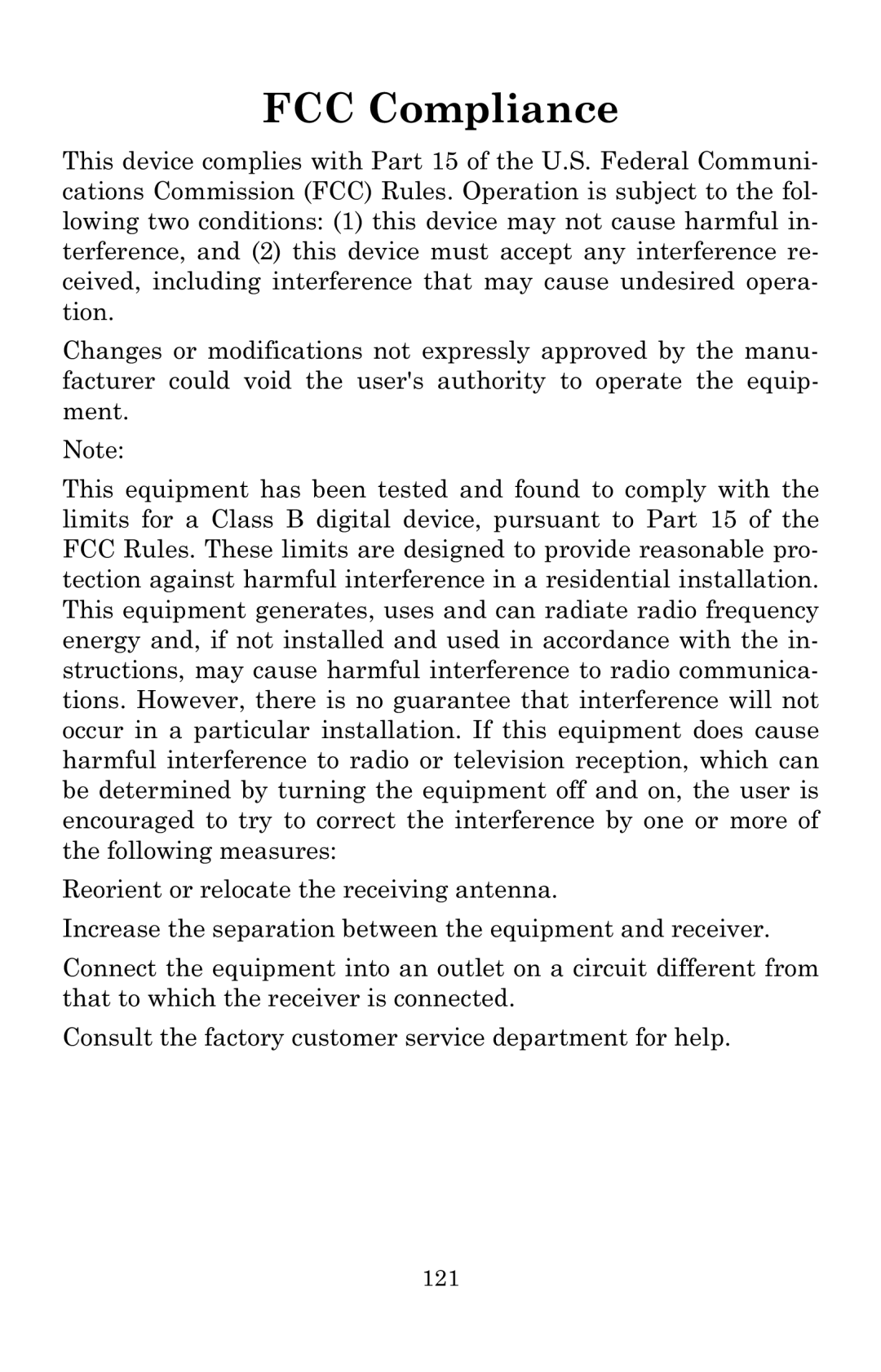 Eagle Electronics 502C manual FCC Compliance, 121 