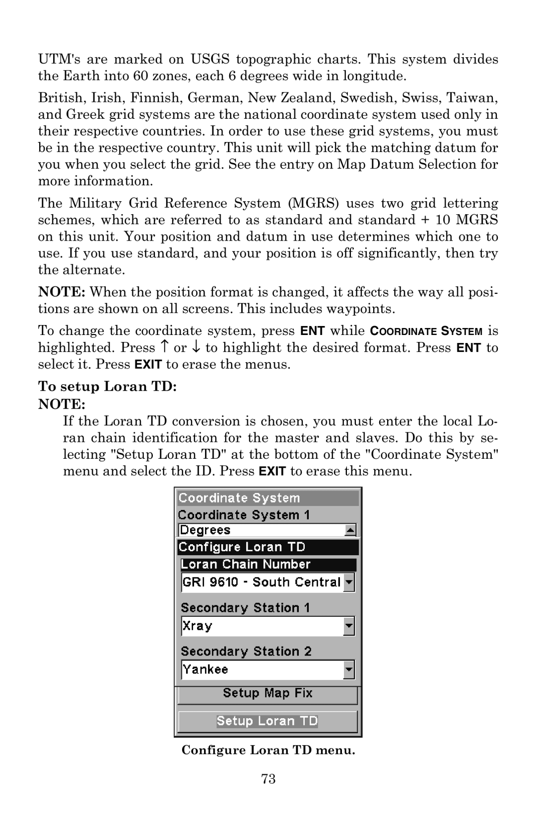 Eagle Electronics 502C manual To setup Loran TD 