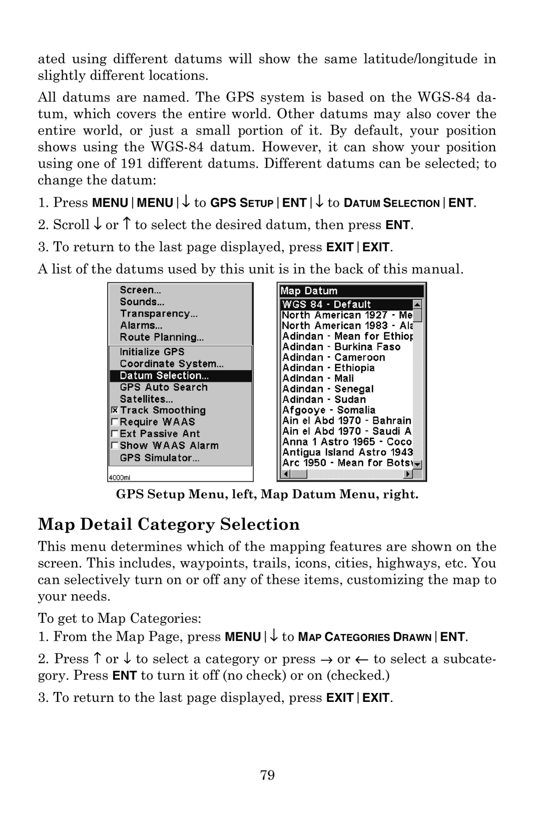 Eagle Electronics 502C manual Map Detail Category Selection 