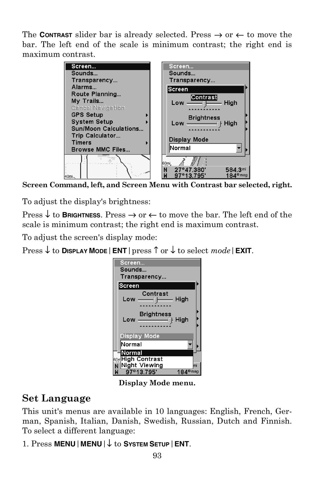 Eagle Electronics 502C manual Set Language 