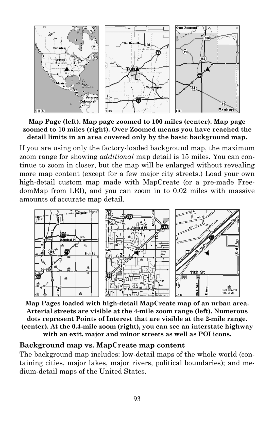 Eagle Electronics 502cDF manual Background map vs. MapCreate map content 