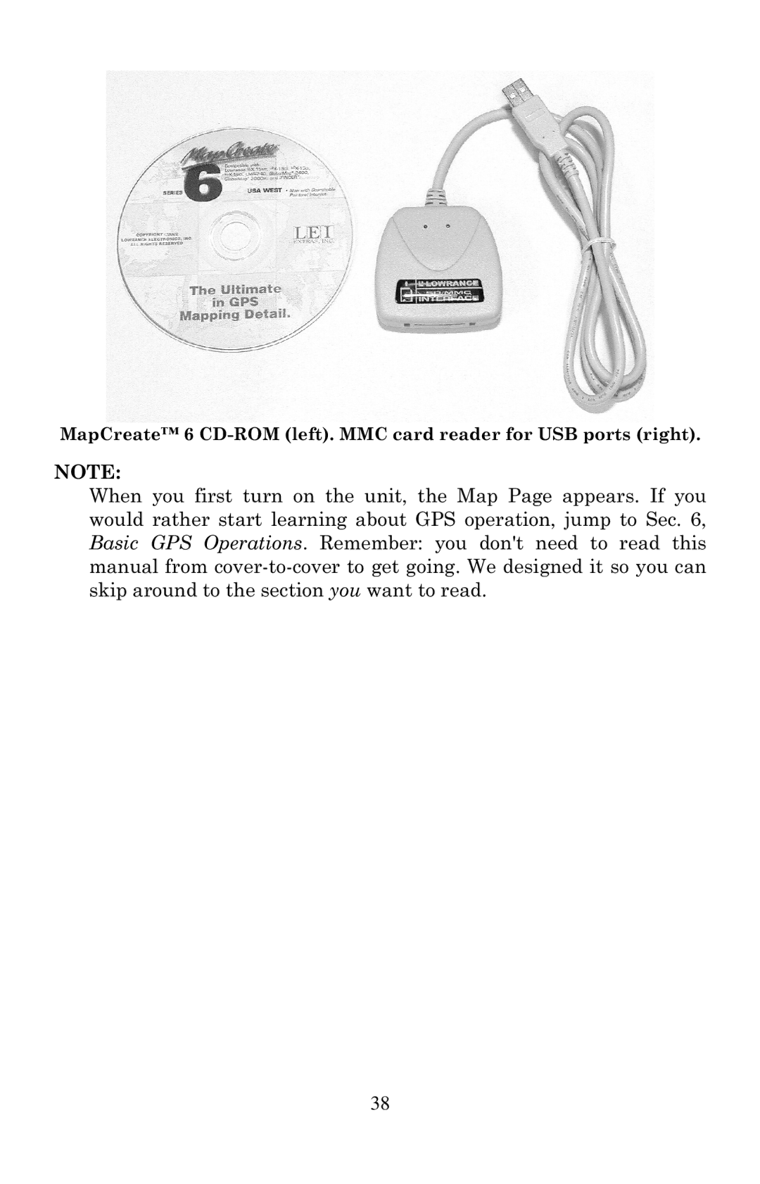 Eagle Electronics 502cDF manual MapCreate 6 CD-ROM left. MMC card reader for USB ports right 