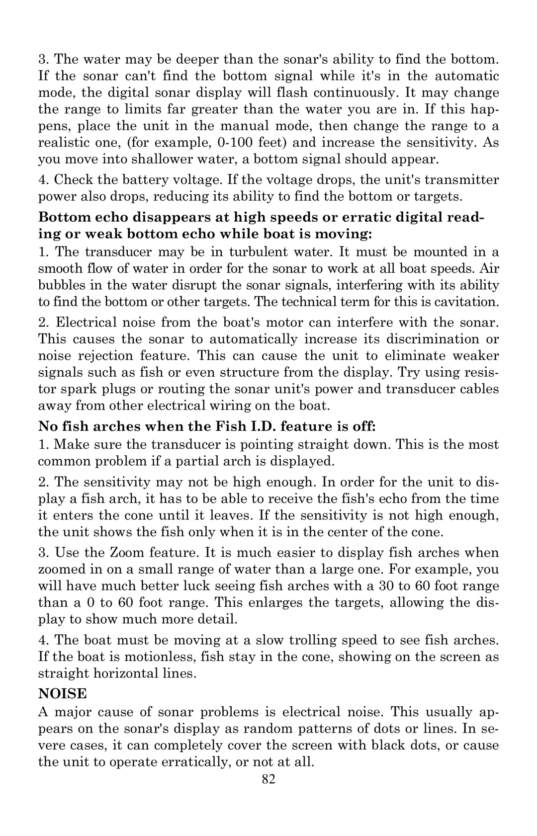 Eagle Electronics 502cDF manual No fish arches when the Fish I.D. feature is off, Noise 