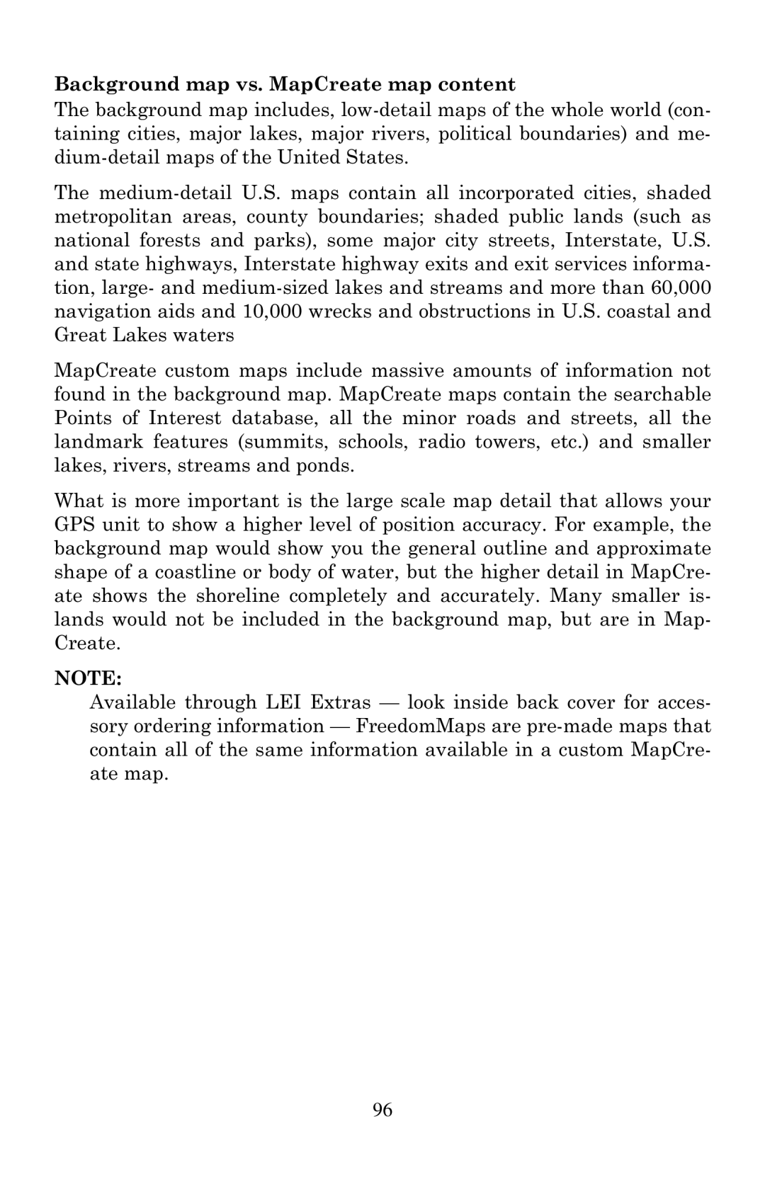 Eagle Electronics 640C, 640cDF manual Background map vs. MapCreate map content 