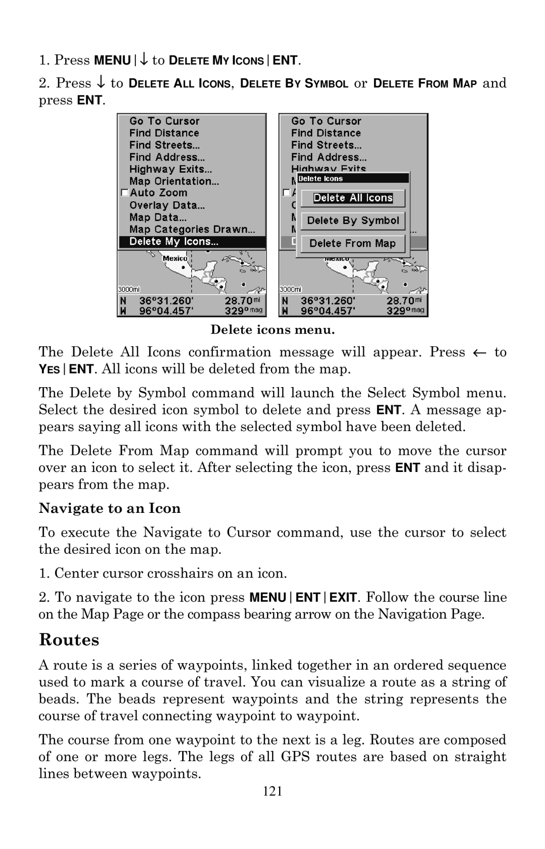 Eagle Electronics 640C, 640cDF manual Routes, Navigate to an Icon 