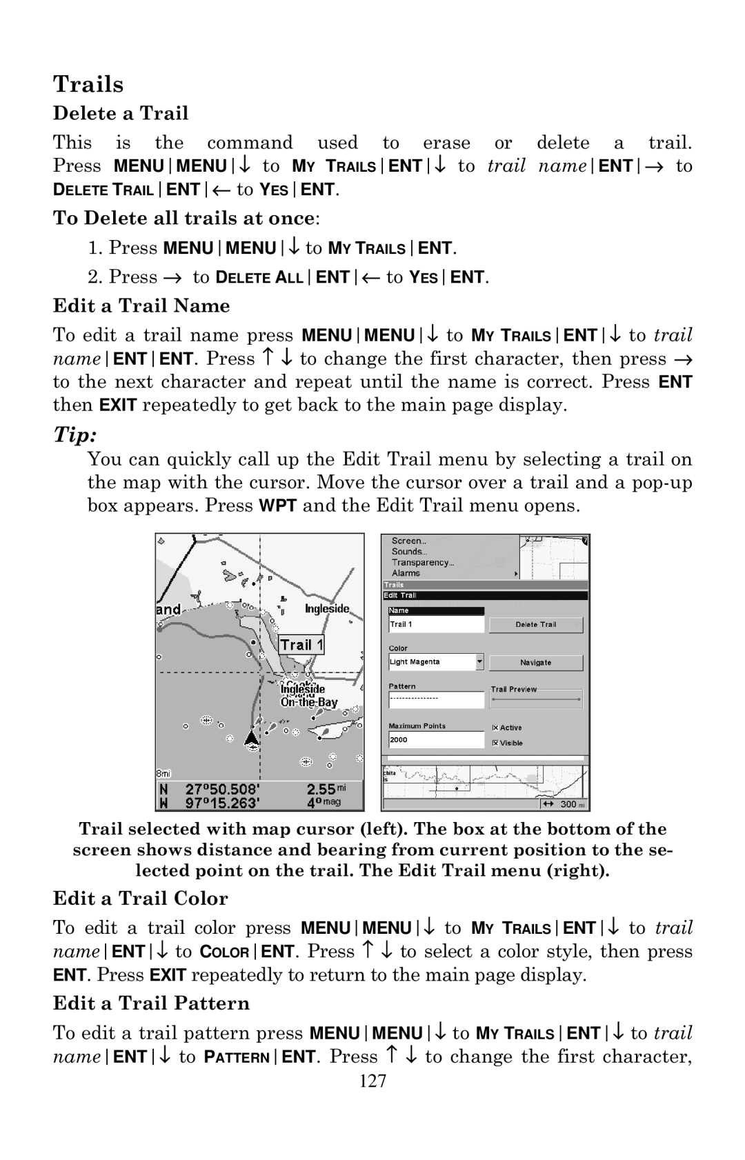 Eagle Electronics 640C, 640cDF manual Trails 