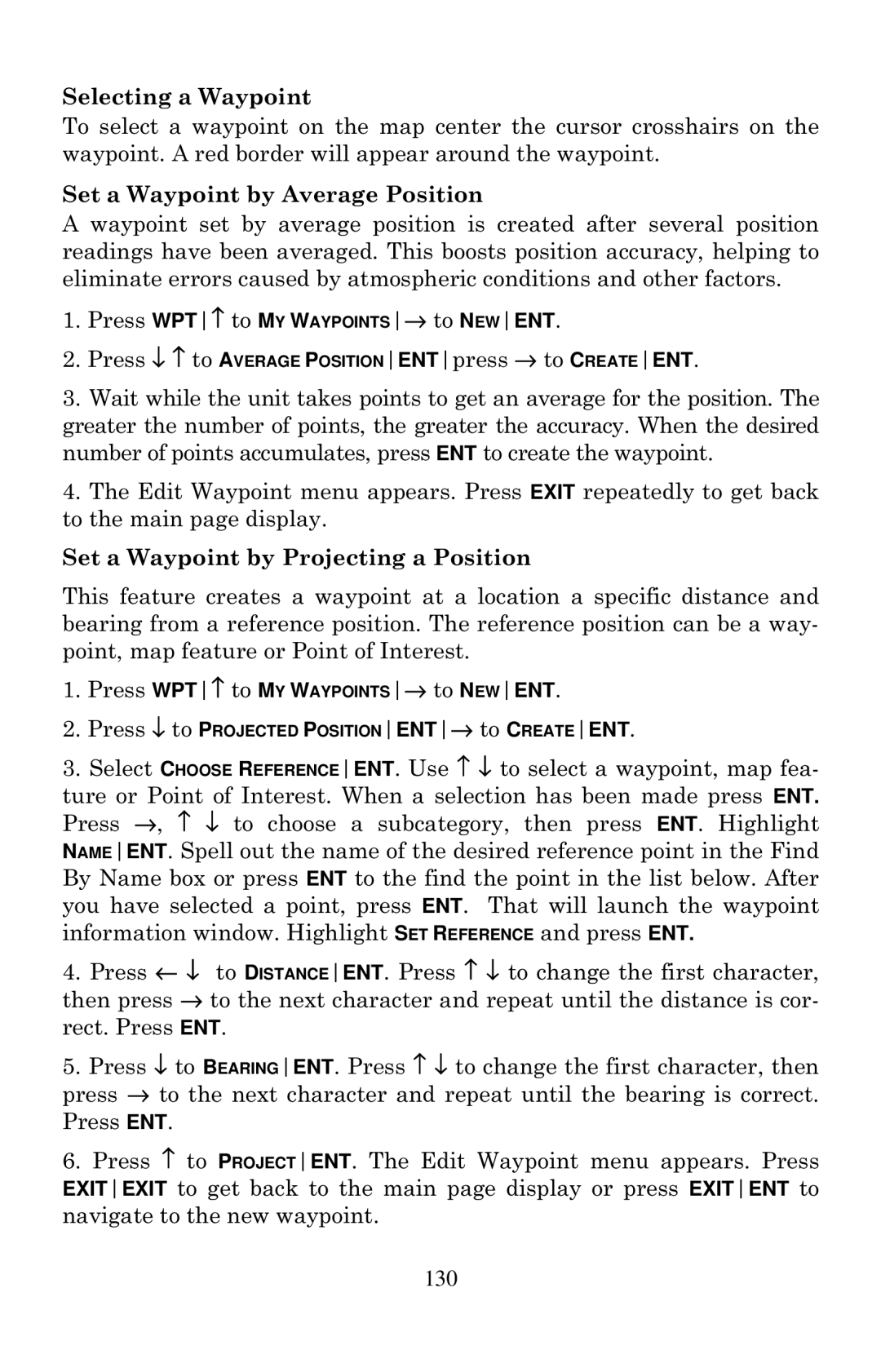 Eagle Electronics 640C, 640cDF manual Selecting a Waypoint, Set a Waypoint by Average Position 