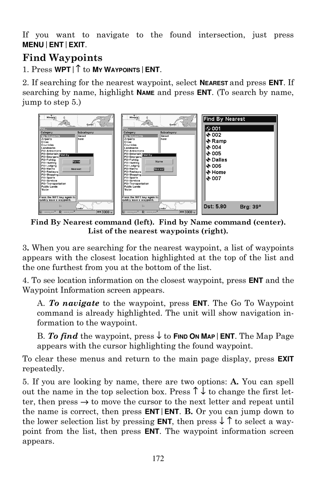 Eagle Electronics 640C, 640cDF manual Find Waypoints 