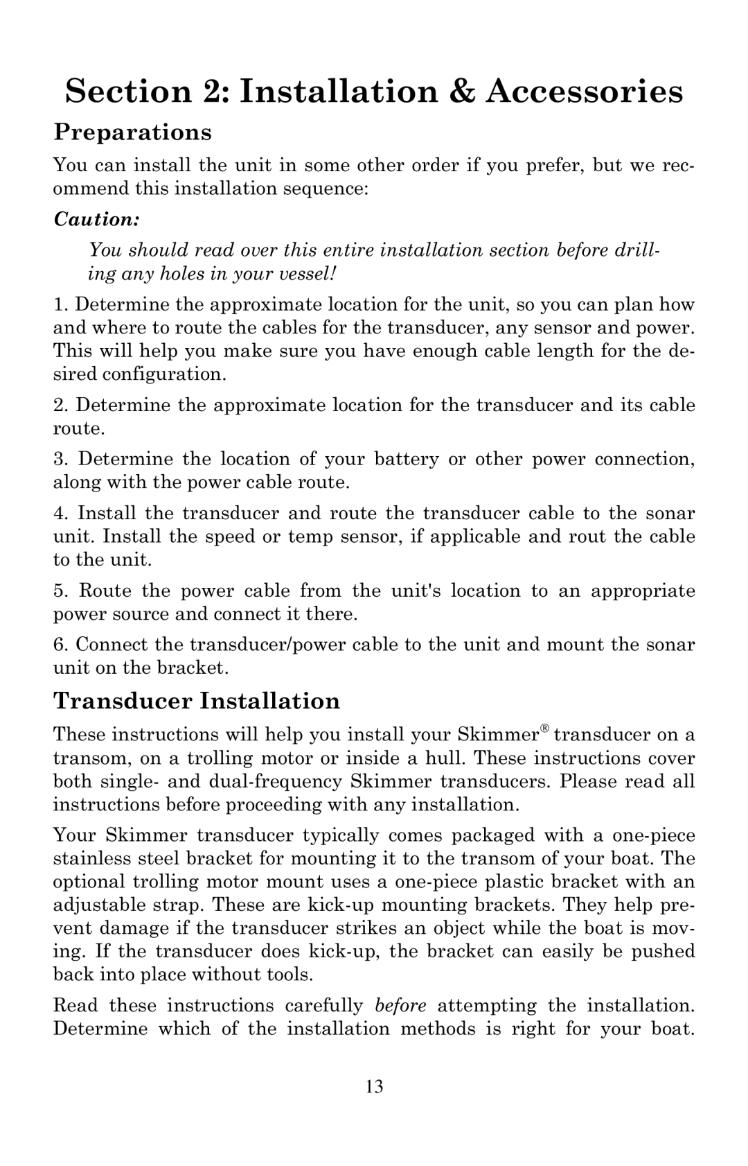 Eagle Electronics 640C, 640cDF manual Preparations, Transducer Installation 