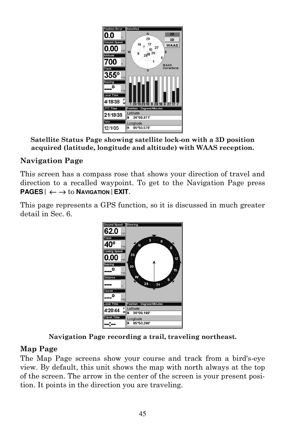 Eagle Electronics 640C, 640cDF manual Navigation, Map 