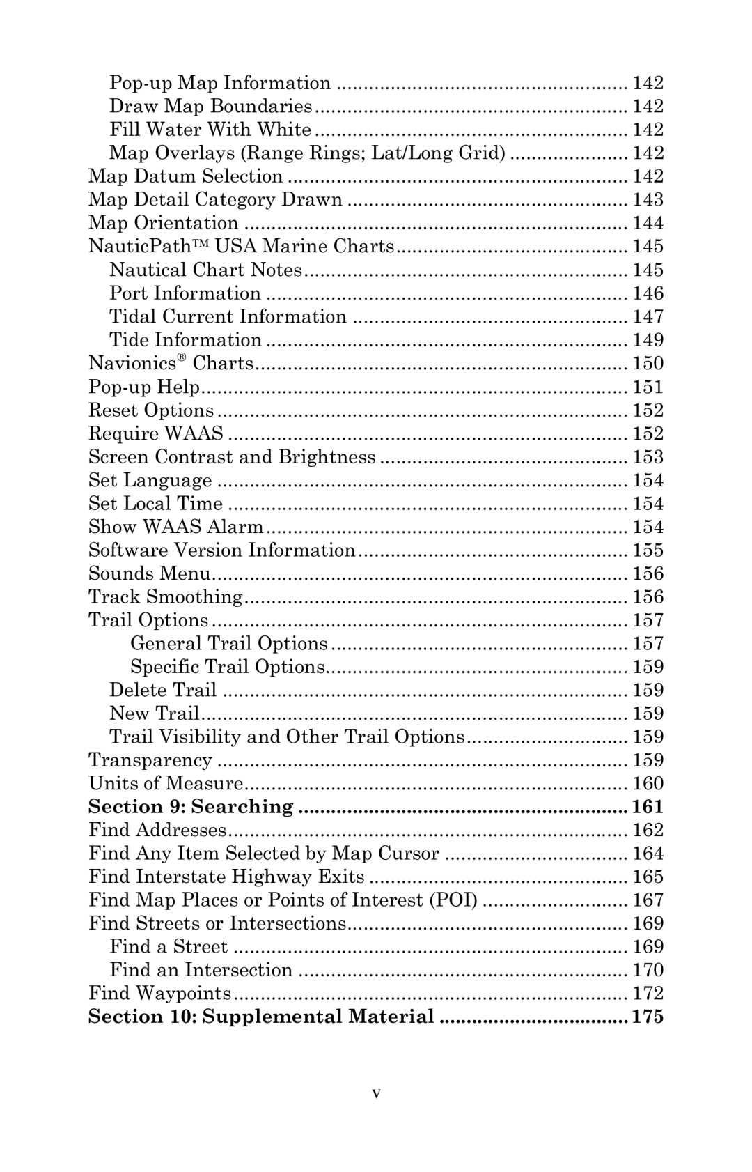 Eagle Electronics 640C, 640cDF manual Searching 161, Supplemental Material 175 