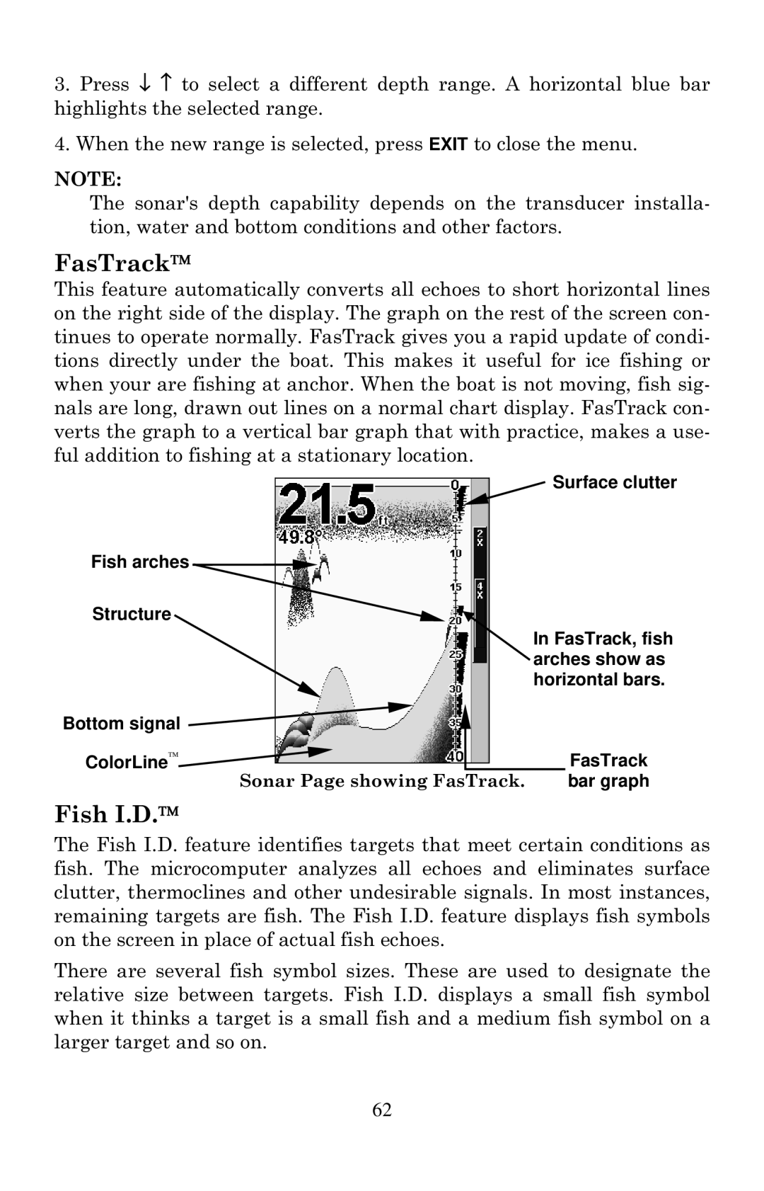 Eagle Electronics 640C, 640cDF manual FasTrack, Fish I.D. 