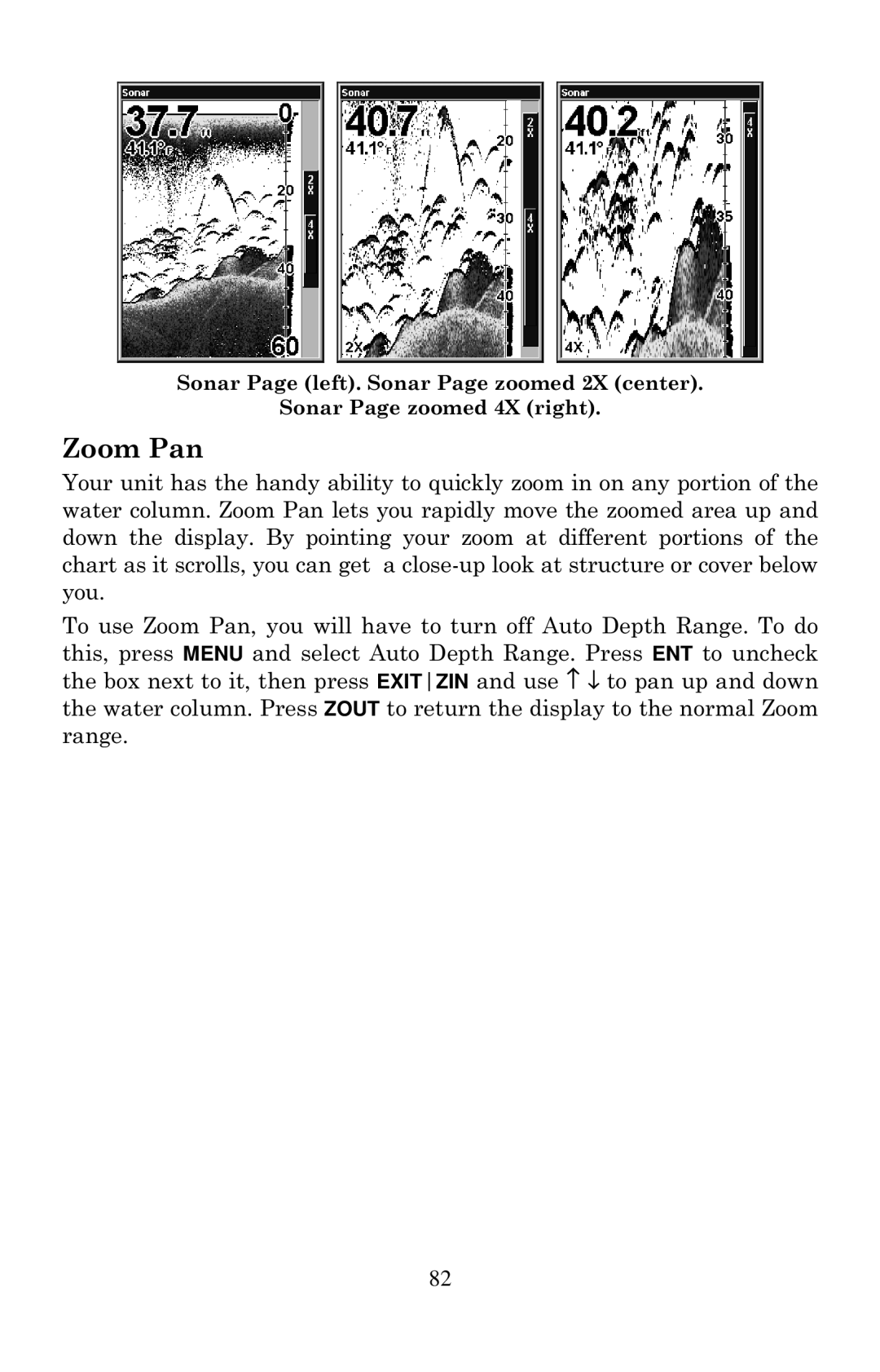 Eagle Electronics 640C, 640cDF manual Zoom Pan 