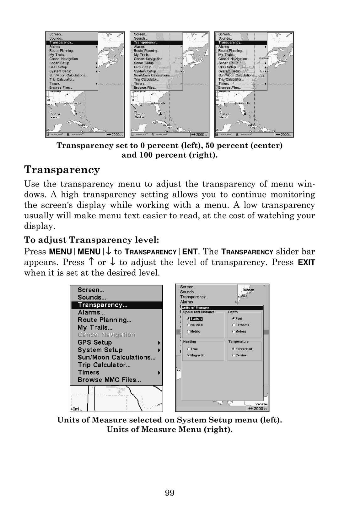 Eagle Electronics 640c manual Transparency 