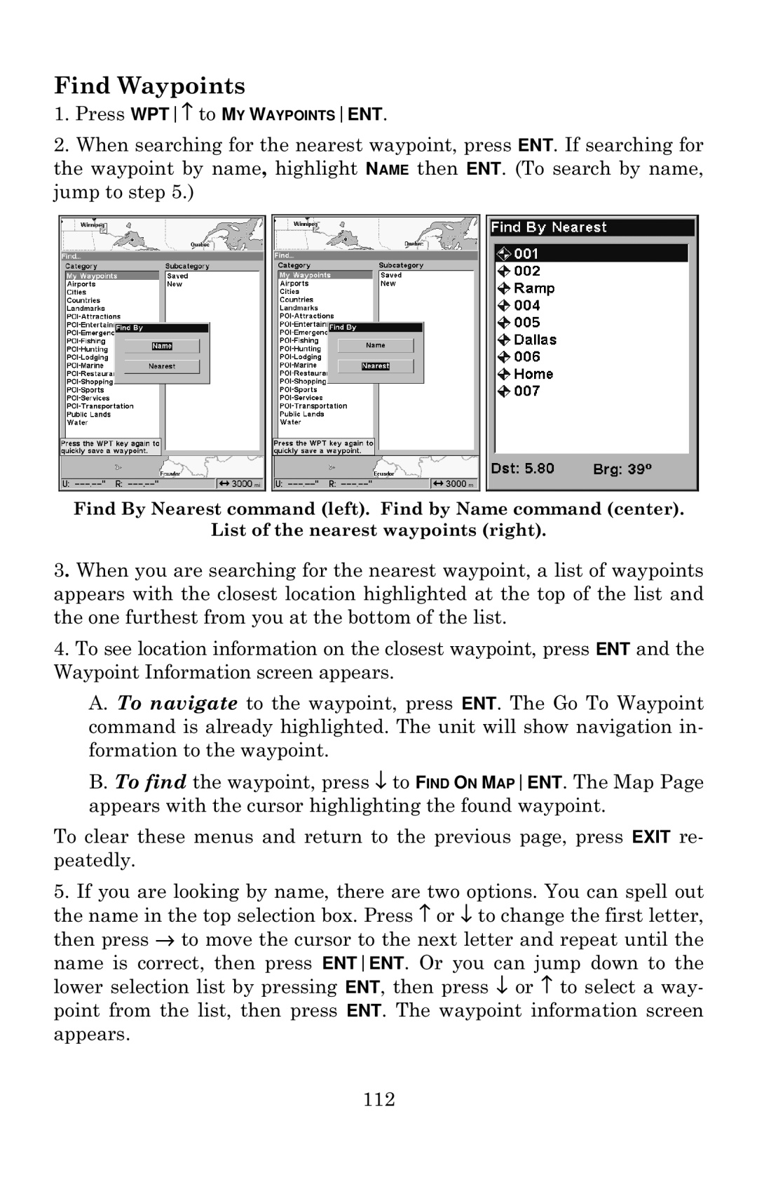 Eagle Electronics 640c manual Find Waypoints 