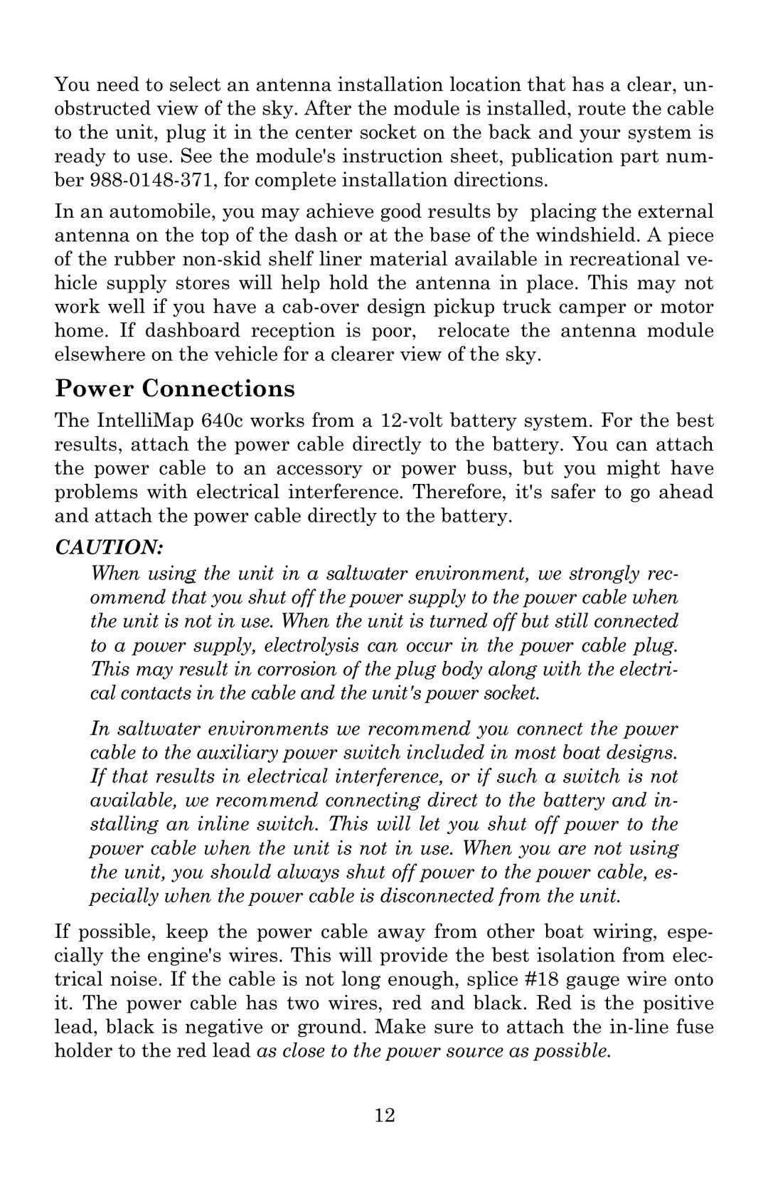 Eagle Electronics 640c manual Power Connections 