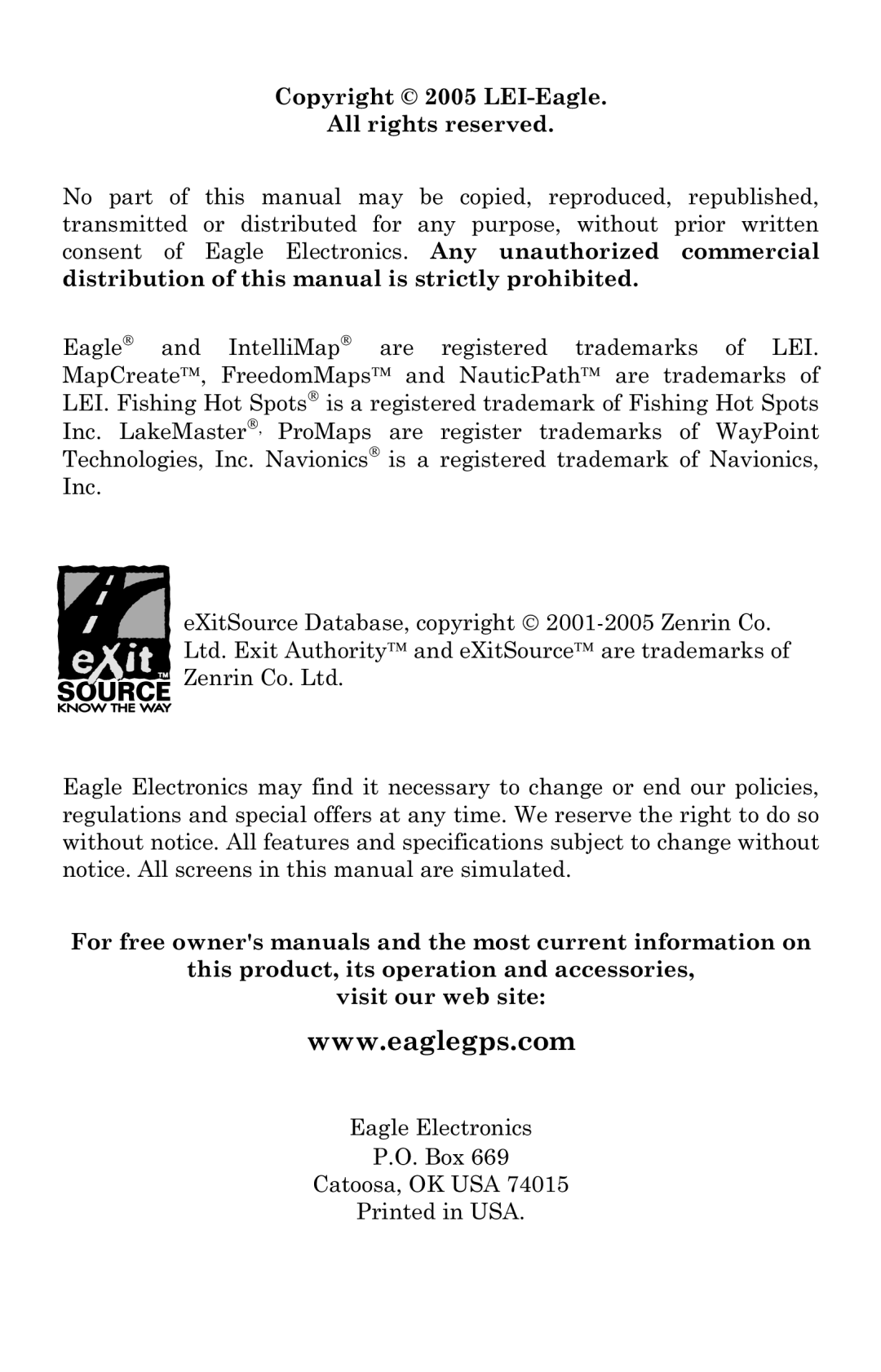 Eagle Electronics 640c manual 