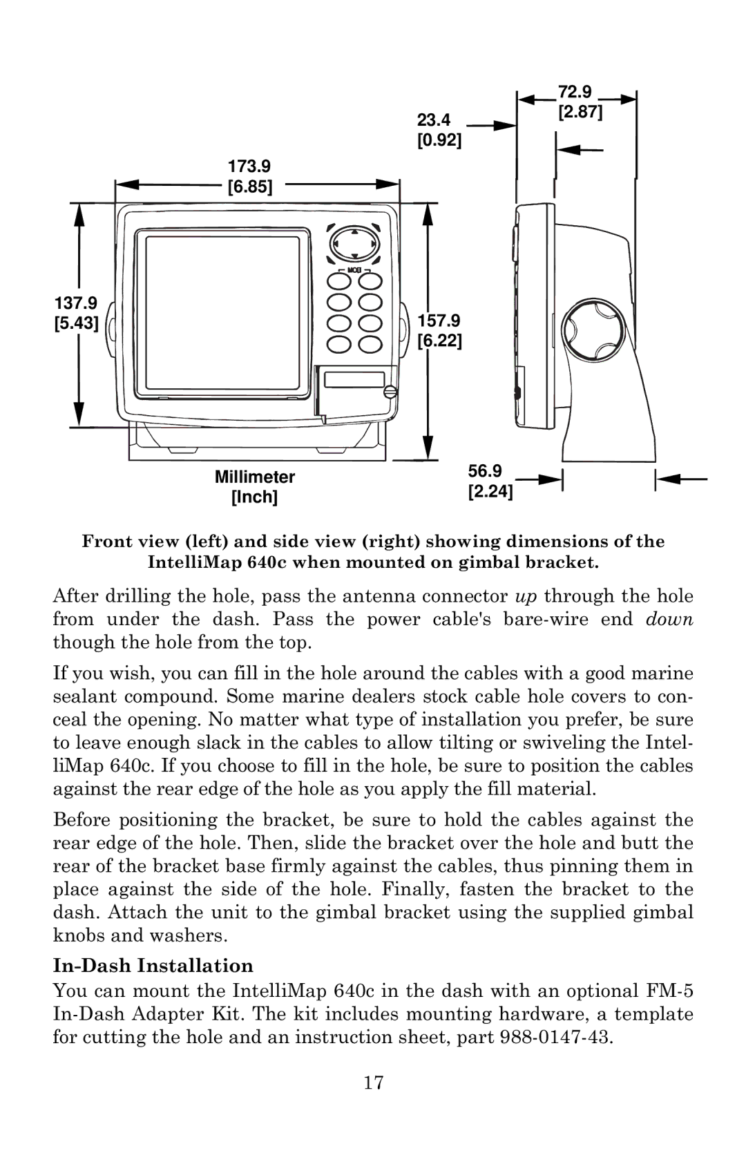 Eagle Electronics 640c manual In-Dash Installation 